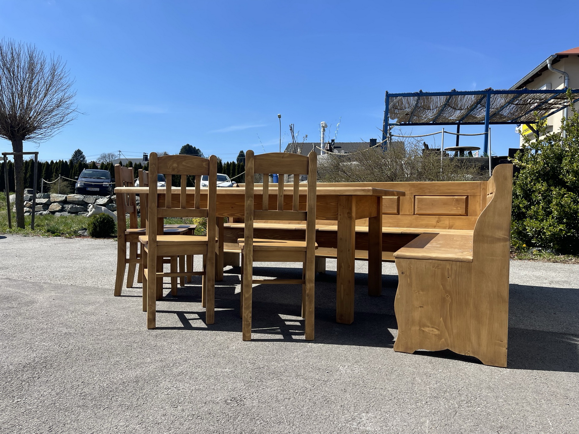 Bauernstube Eckbankgruppe mit massivem Bauerntisch und 4 Sessel, Landhausstil MIBEST
