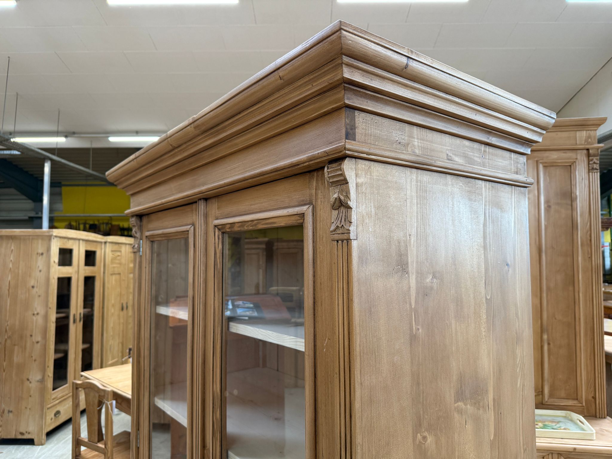 Antike Bauernvitrine Vitrine Naturholz Bücherschrank Alte Bauernmöbel G2105