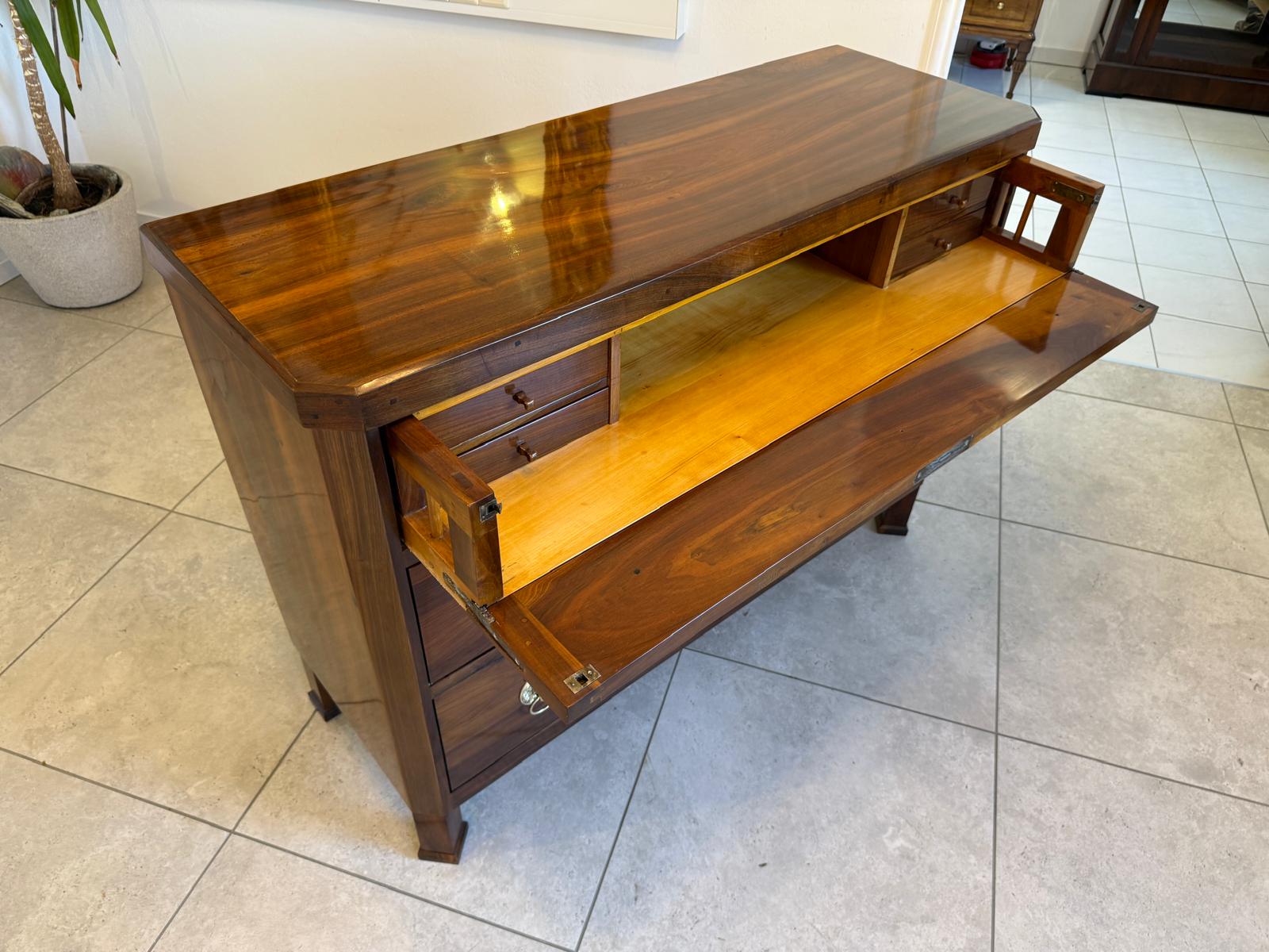 SALE Restaurierte Biedermeier Schreibkommode Nussholz Antiquität Antikmöbel G2158