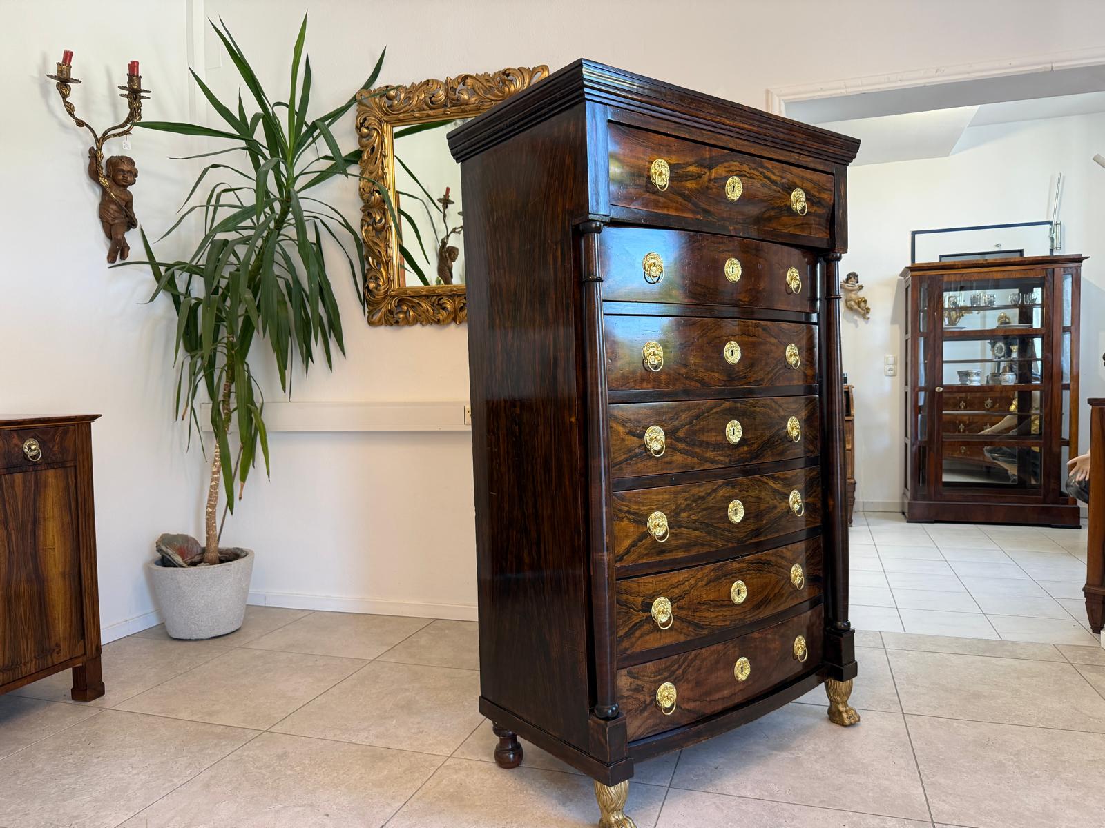 Empire Wochenkommode Nussholz Ladenschrank Antik G2089
