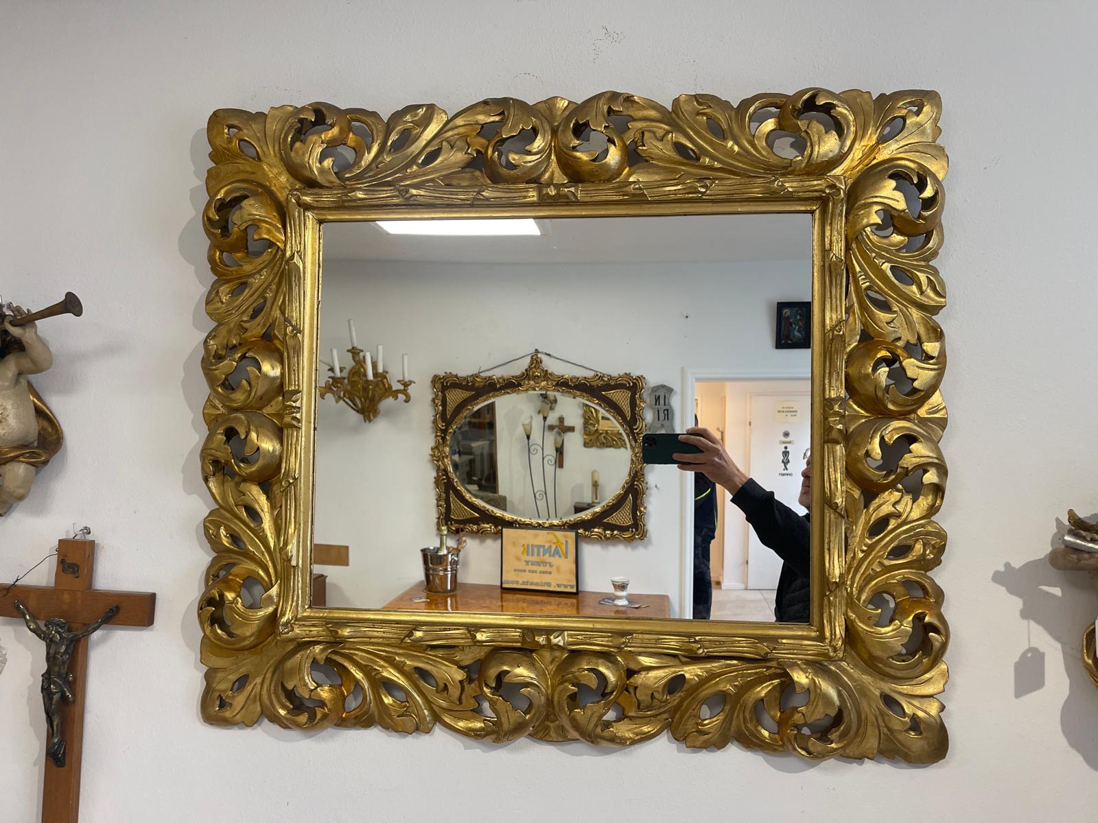 SALE Florentiner Spiegel Akanthusblattschnitzkunst Holzschnitzerei Golden G1526