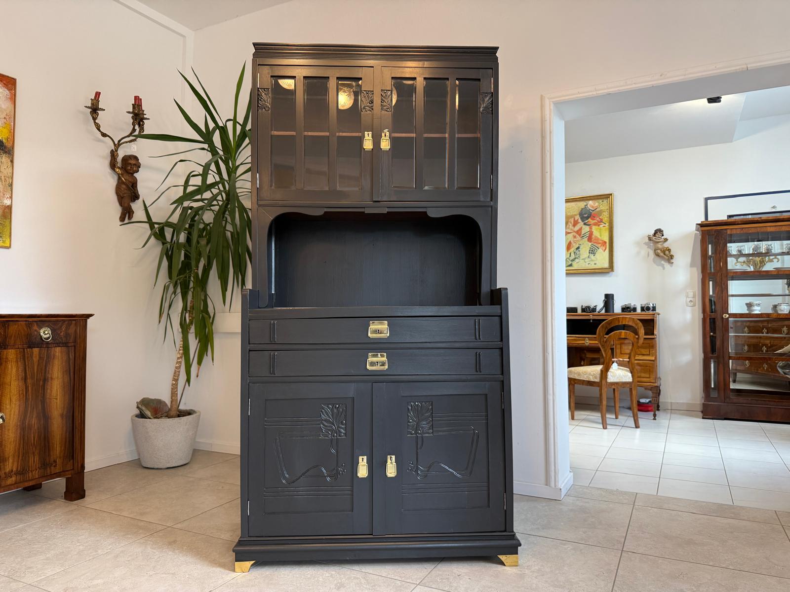 Restauriertes Jugendstil Aufsatzbuffet Bücherschrank G2095