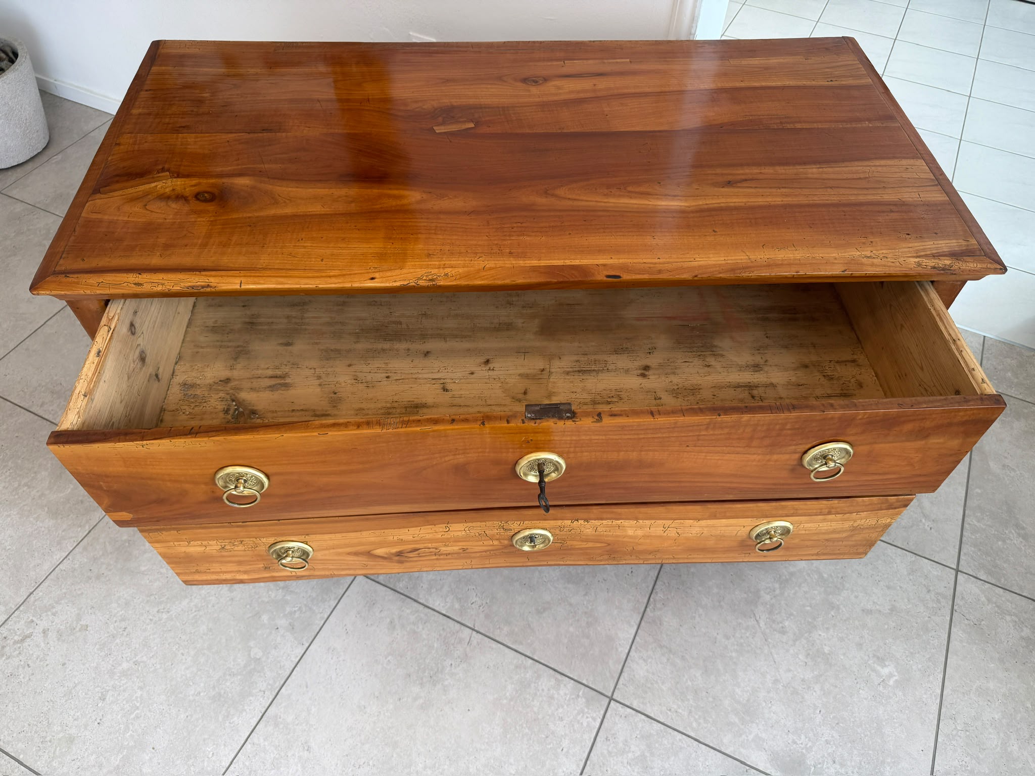 Alt Restaurierte Biedermeier Kommode Kirschholz Antiquität D2787