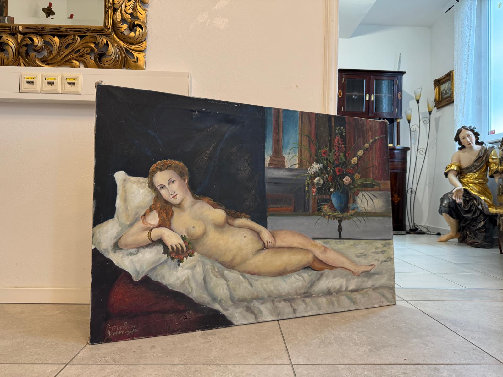 Ölbild mit liegendem weiblichem Akt 1930-1950 D2505
