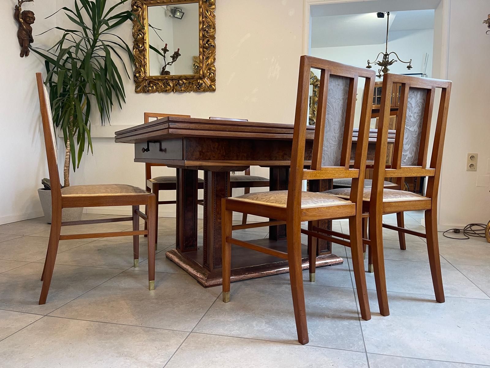 ac0259fd-8647-4dfa-804f-2f243b7c6463-1 Jugendstil Essgruppe 7-teilig mit Auszugtisch und Sessel - Elegante Speisezimmermöbel - A4179