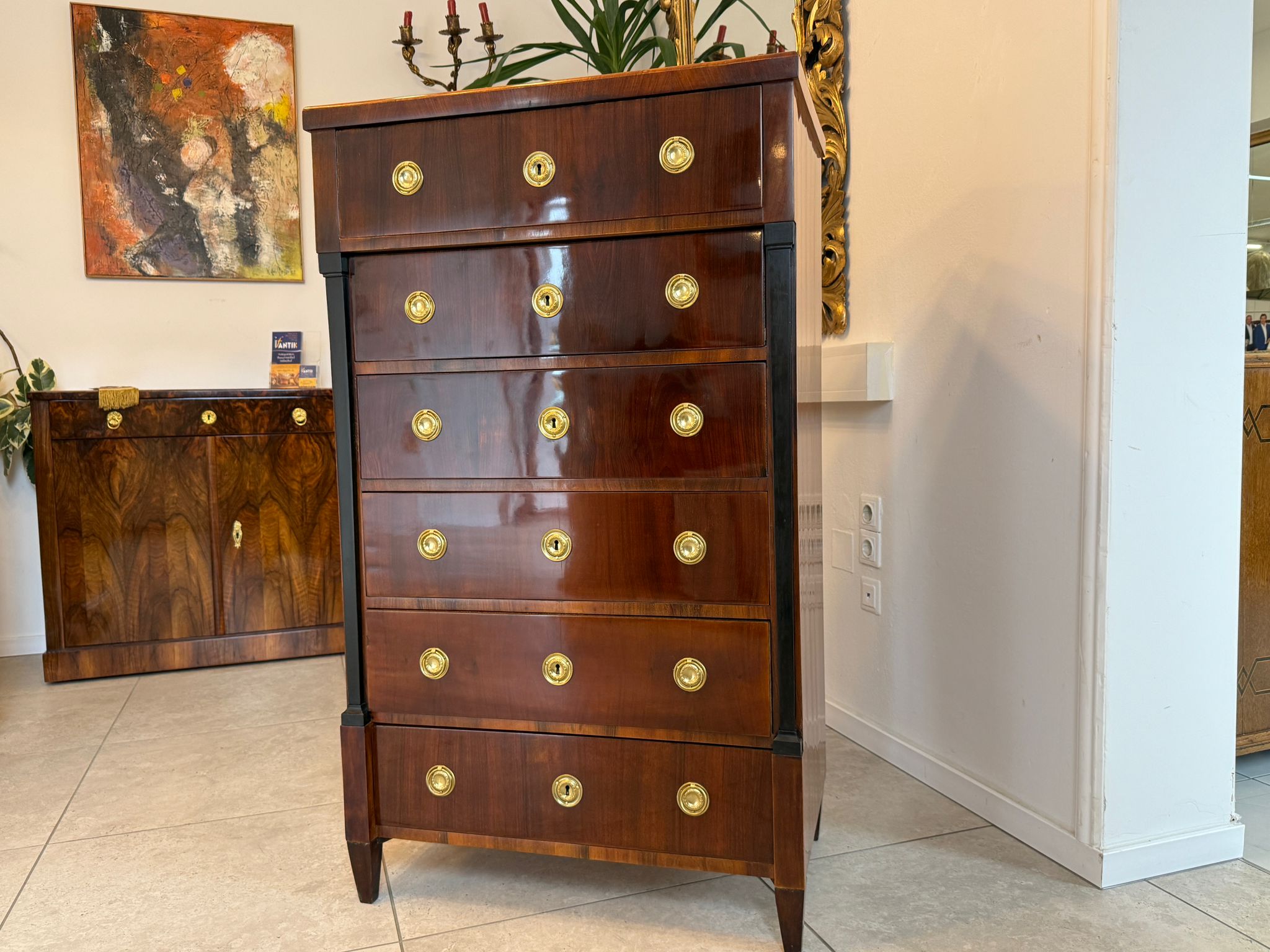 Sale Restaurierte Biedermeier Wochenkommode Nussholz Antiquität D1108