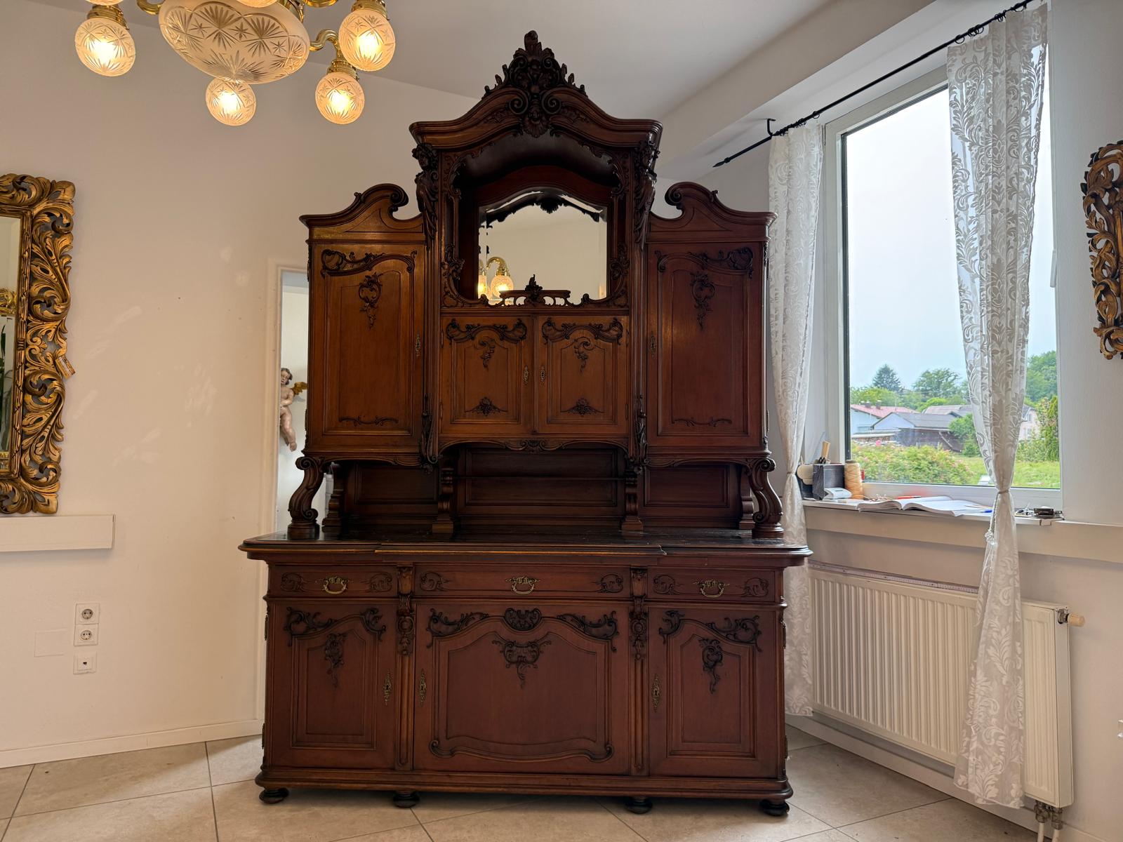 Figurales Pfeiferlbarock Aufsatzbuffet Altarschrank Aufsatzschrank / Buffet – D2658