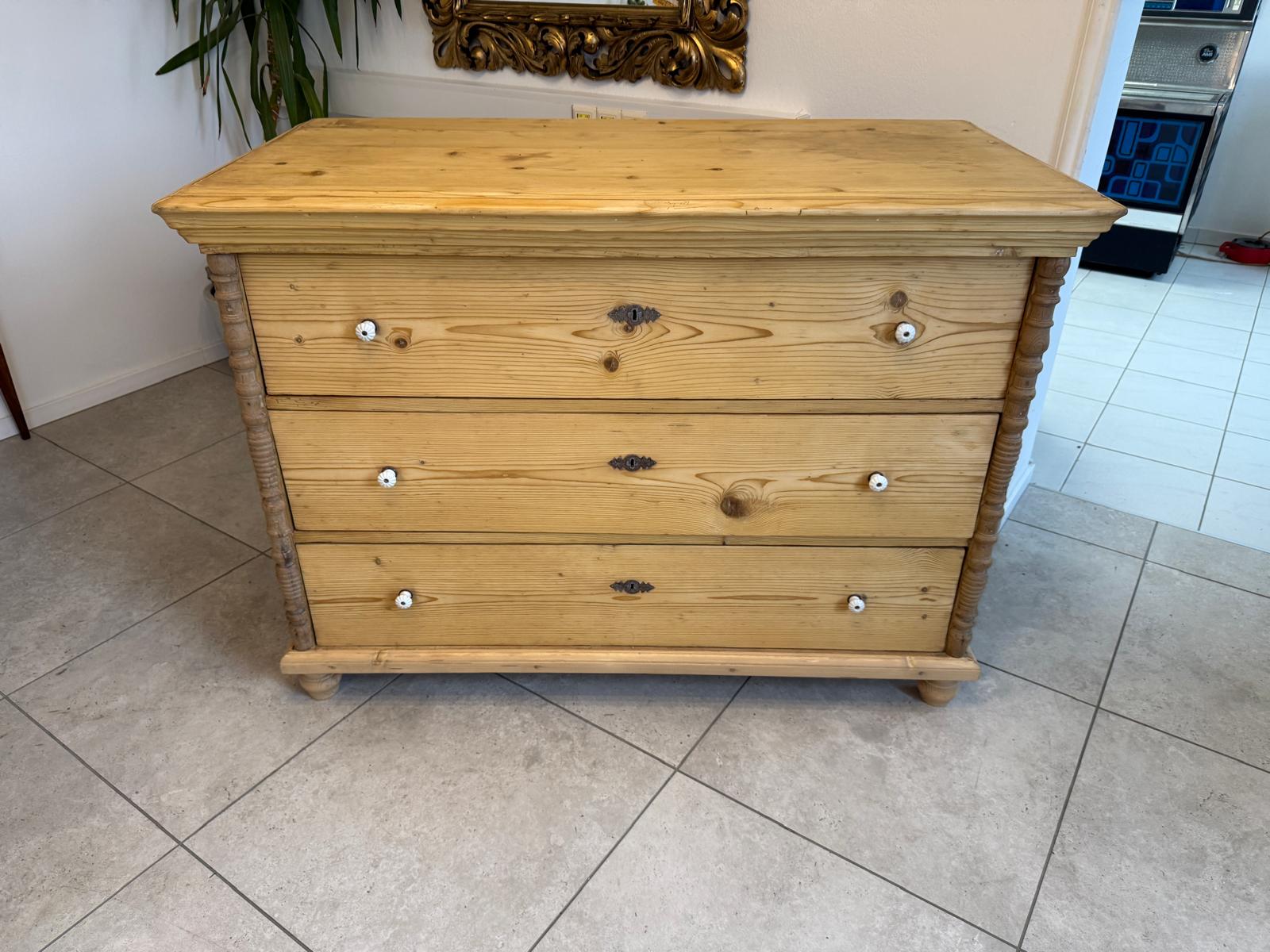 Originale Gründerzeit Kommode Restauriert Fichtenholz Antik D1081