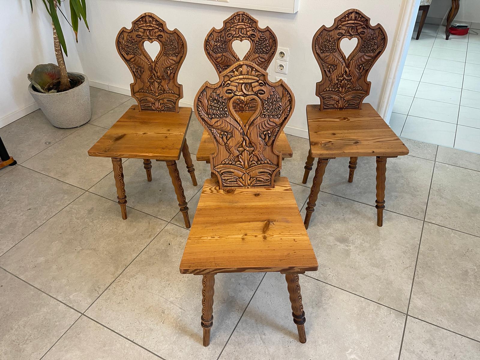 4 originale Bauernsessel Sessel Wappensesel Drachensessel G1243