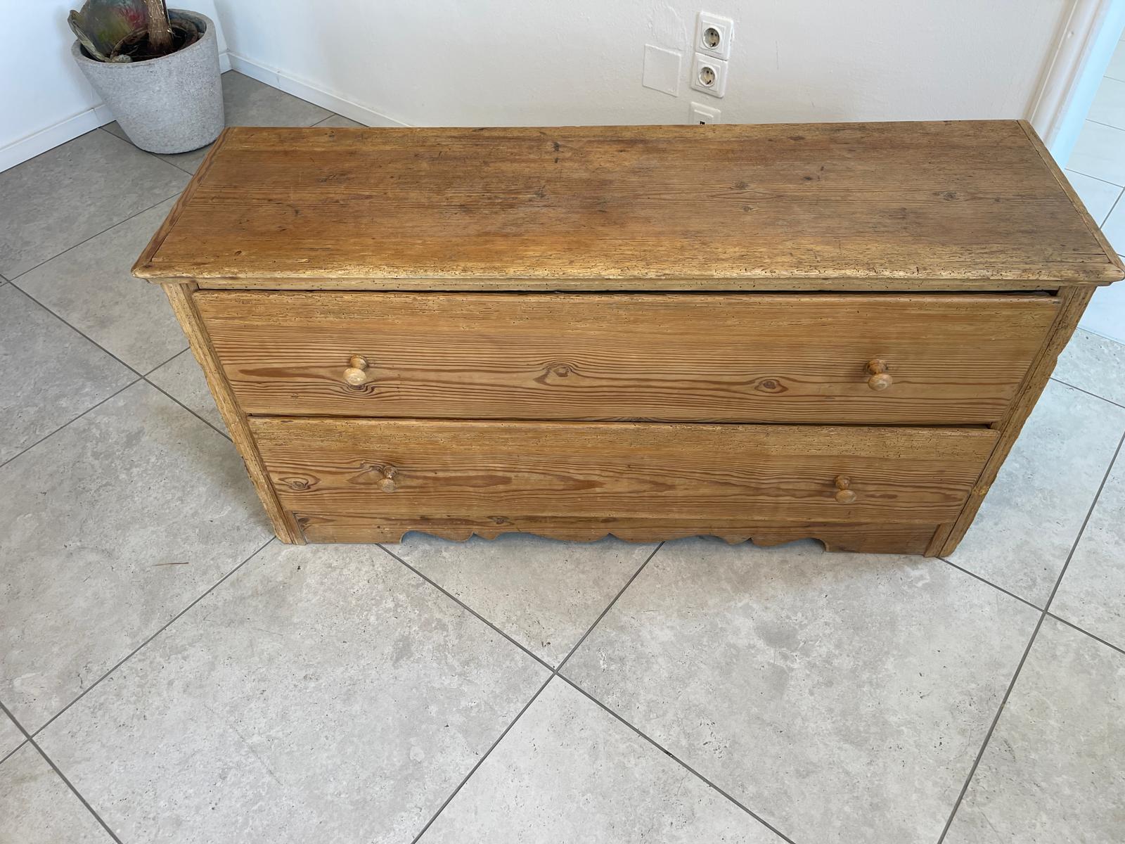 Biedermeier 2 Laden Kommode Antiquität Naturholschrank Bauernmöbel antik G1624
