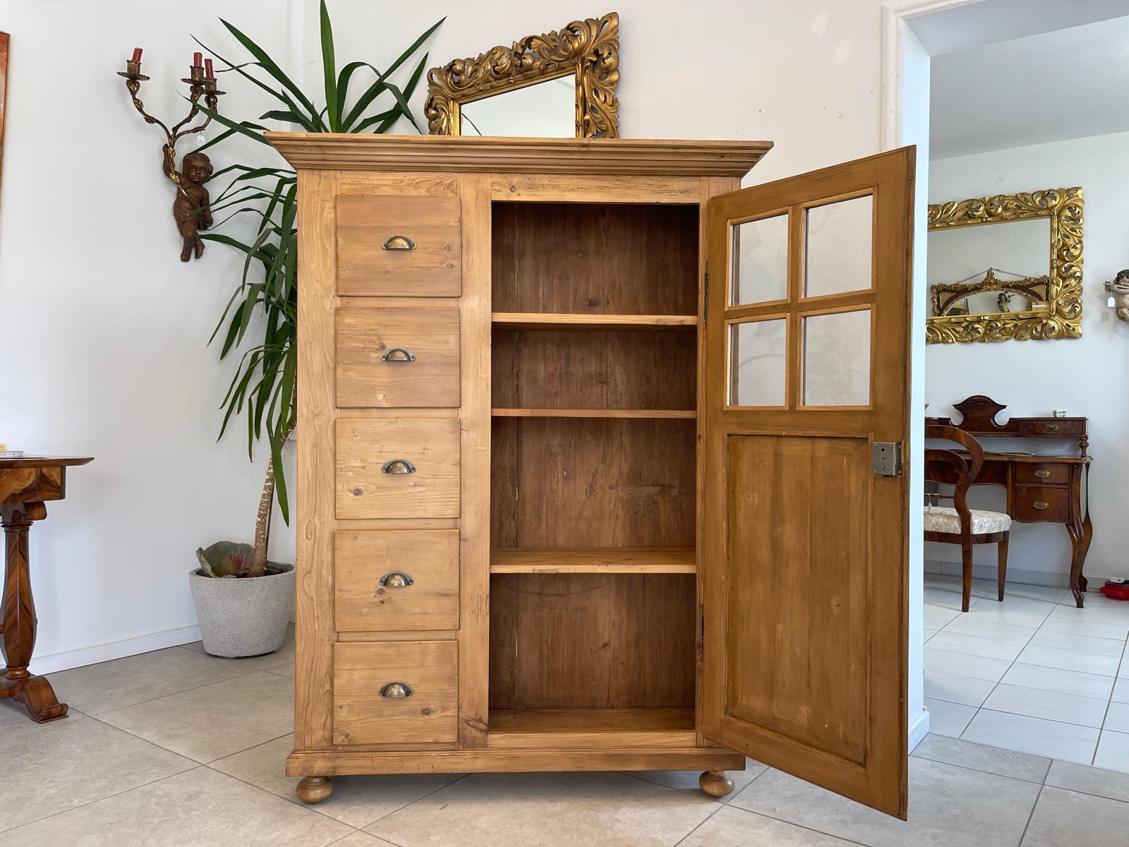 Antiker Biedermeier Brotschrank Almerschrank Vorratskasten Vitrine Bauernvitrine G1652