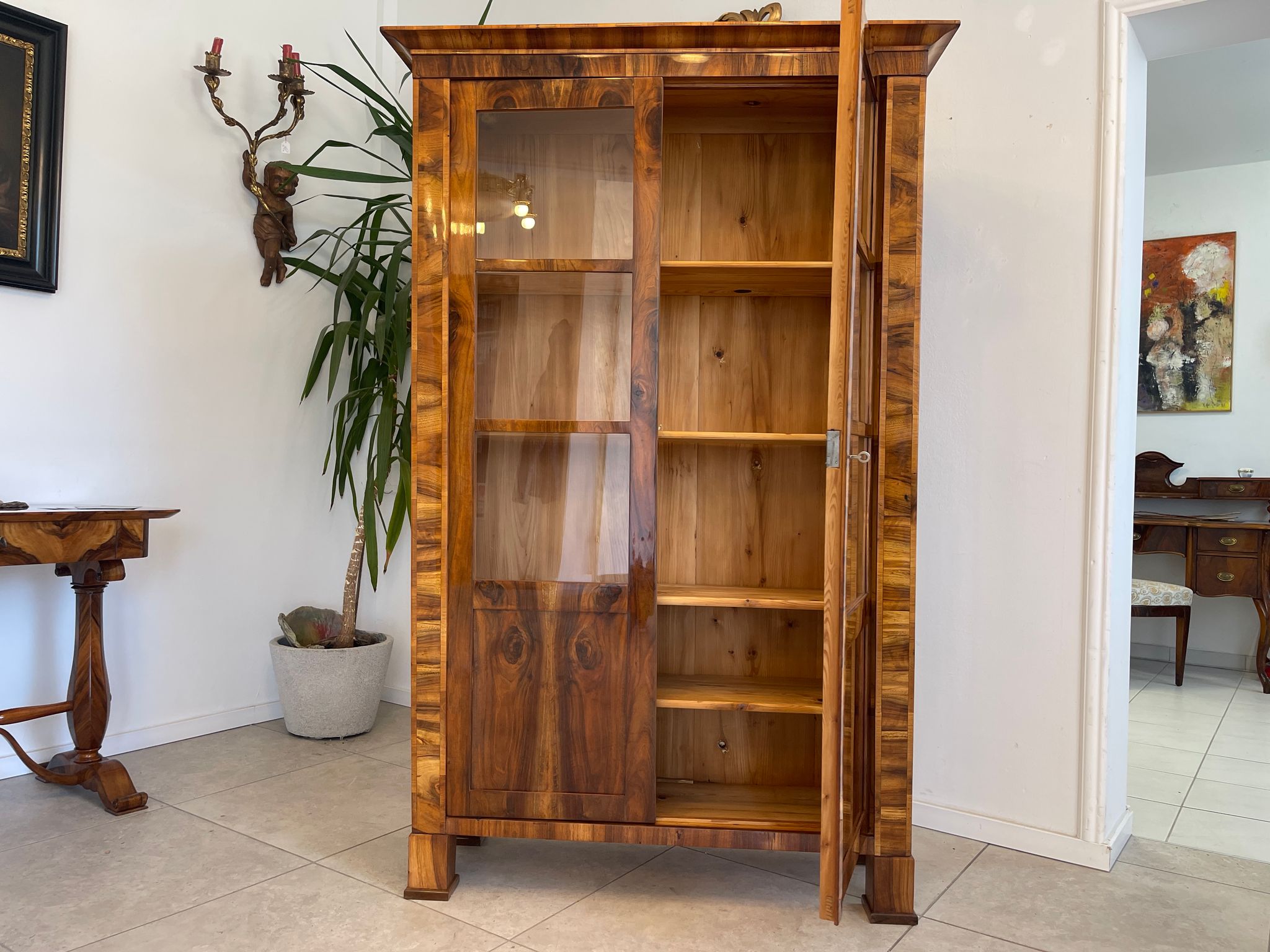 SALE Restaurierte Biedermeier Vitrine Bücherschrank Bibliotheksschrank ANTIQUITÄT G1374