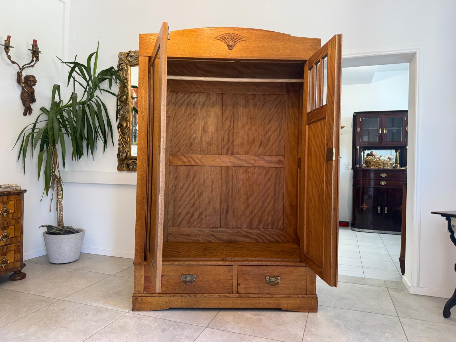 Originaler Jugendstil Garderobenschrank Spiegelschrank D2786