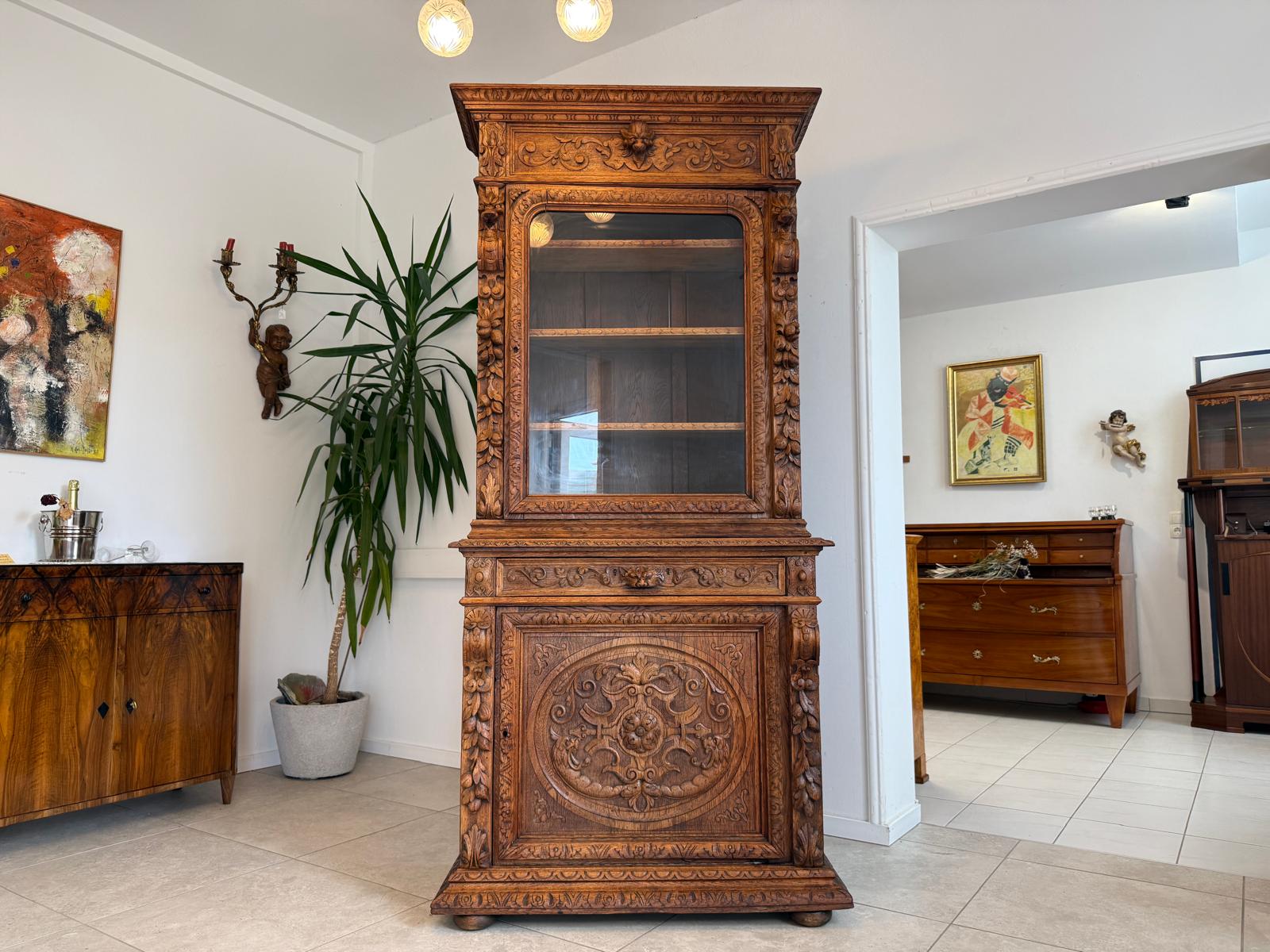 Gründerzeit Aufsatzbuffet Schnitzkunst Antiquität G1908