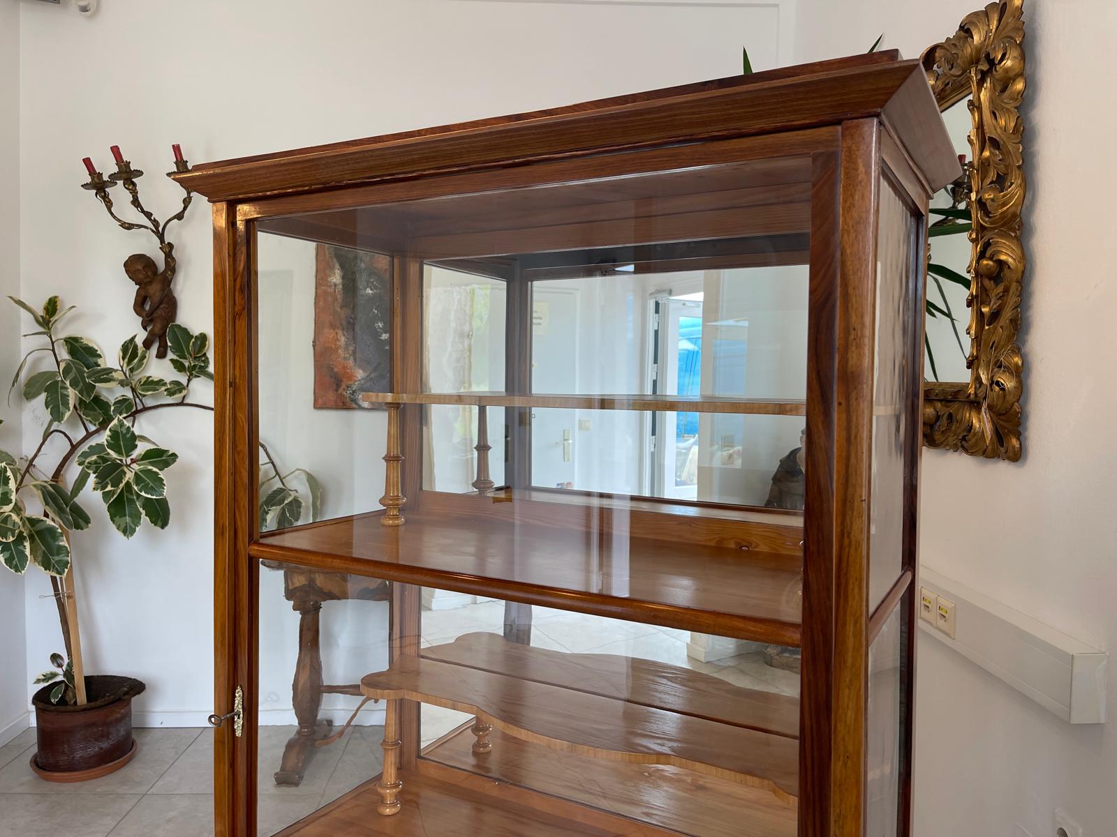 Biedermeier Vitrine Bücherschrank Nussholz Antiquität G1316