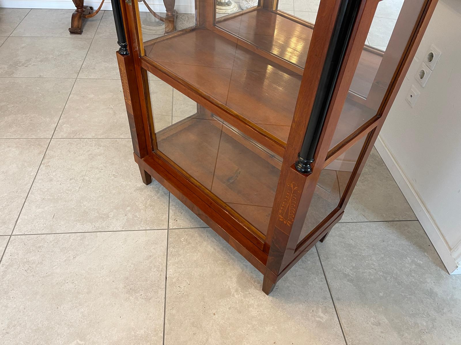 Originale Biedermeier Säulen Vitrine Glasschrank Antiquität Bücherschrank G1673