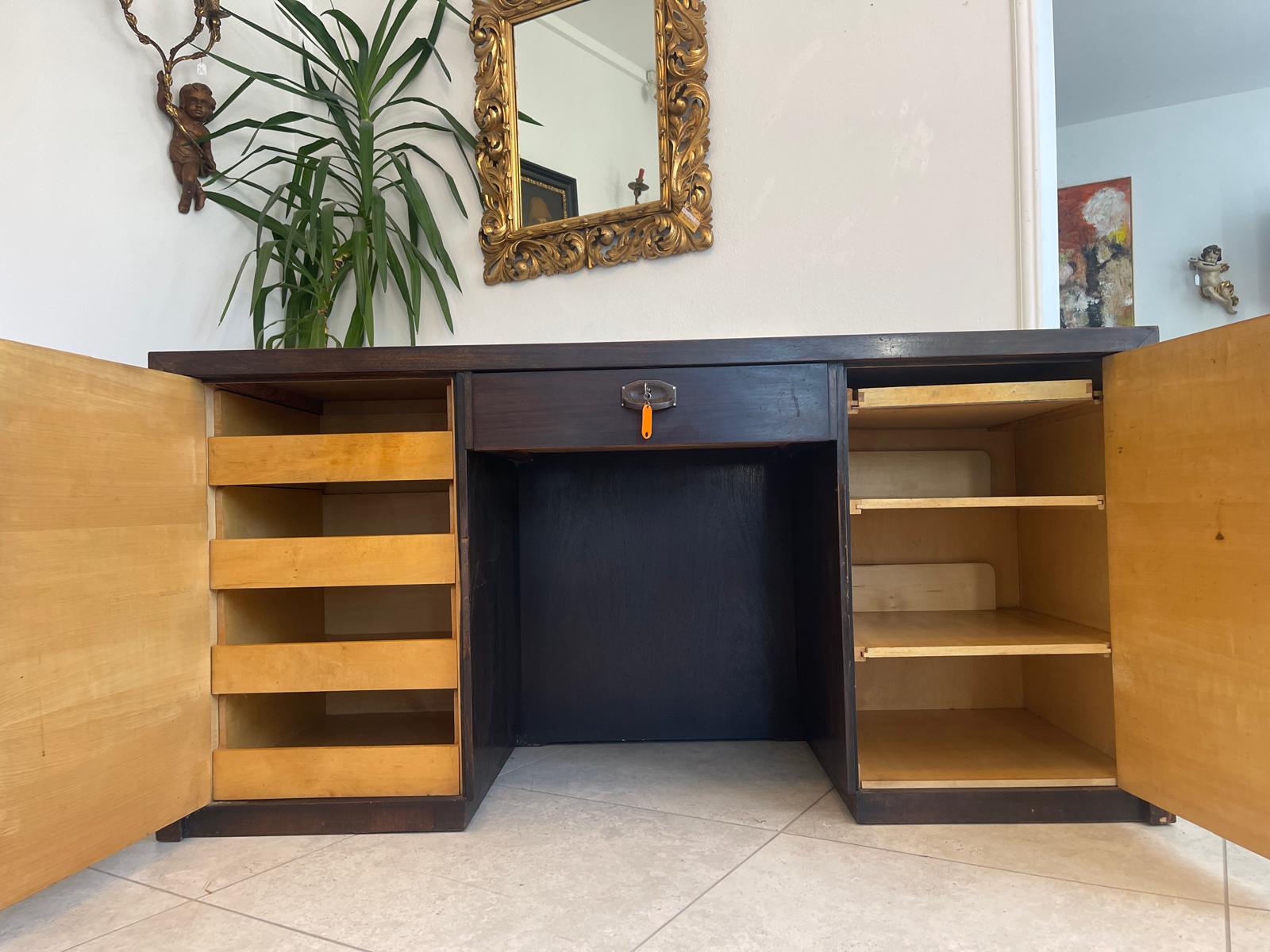 Art Deco Sekretär Büroschreibtisch mit Wurzelholzmaserung G1305