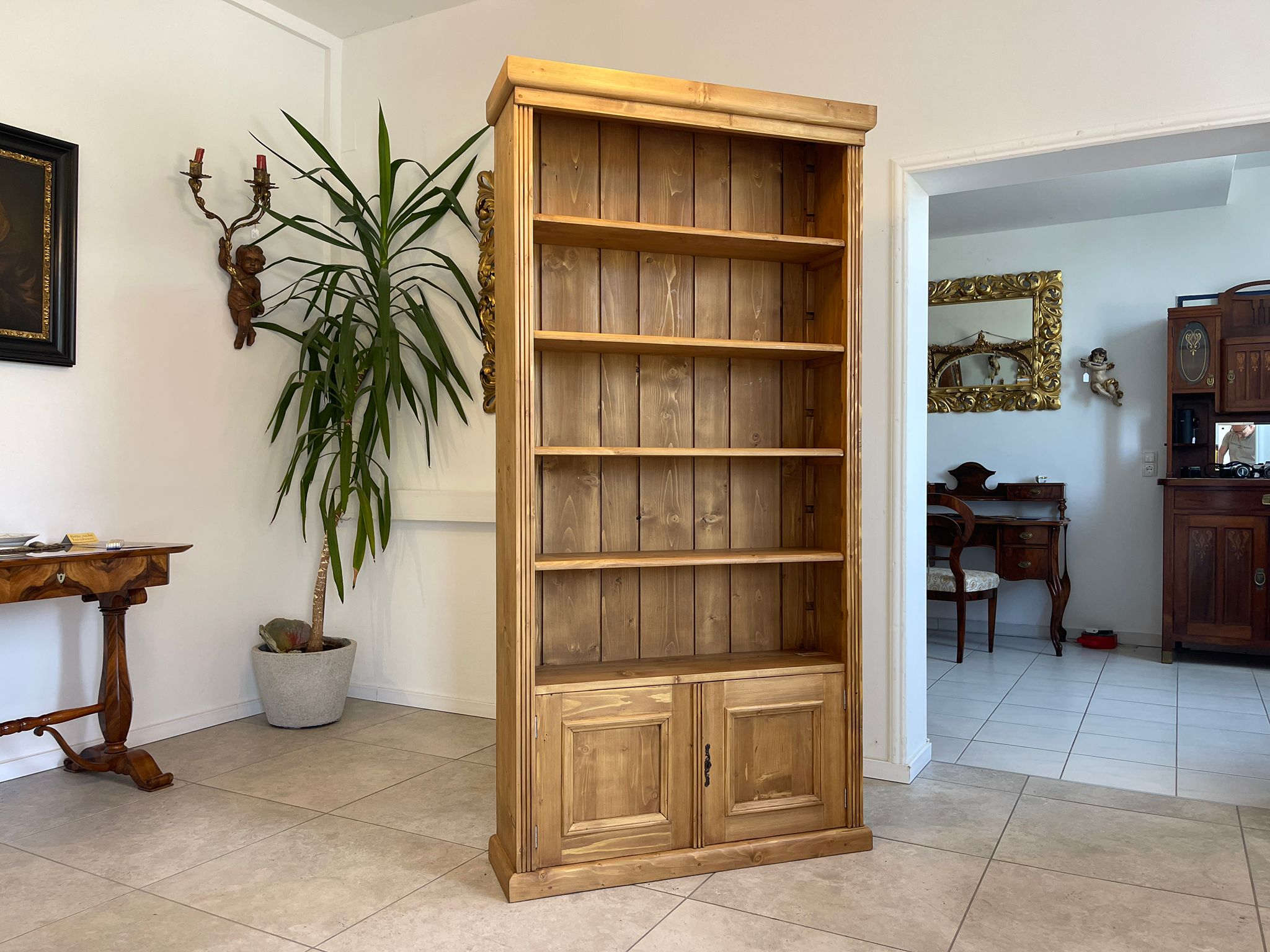 Bäuerliches Bücherregal Stellage Jugendstil Bücherschrank Naturholz G1634