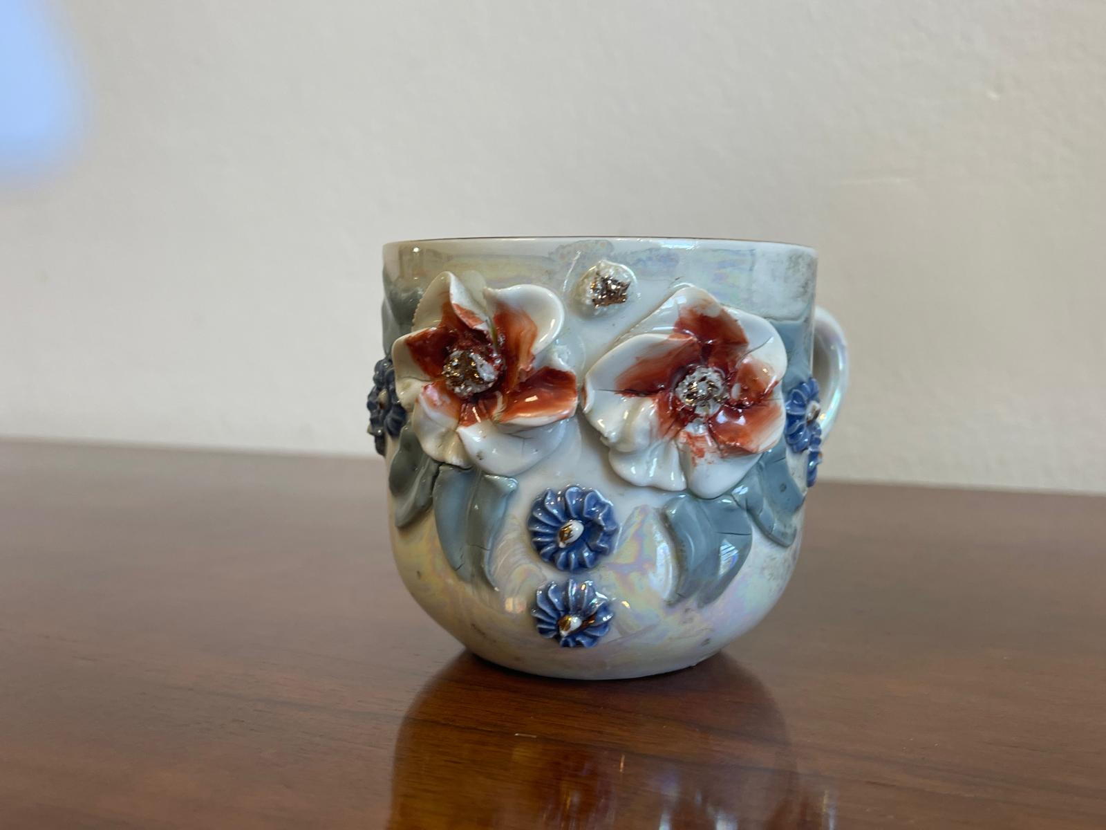 730a15e1-9c9b-41d9-bb88-5b663e907f84 Antike Erinnerung Rosenhäferl Rosentasse " ICH GRATULIERE " bemalt  A4913