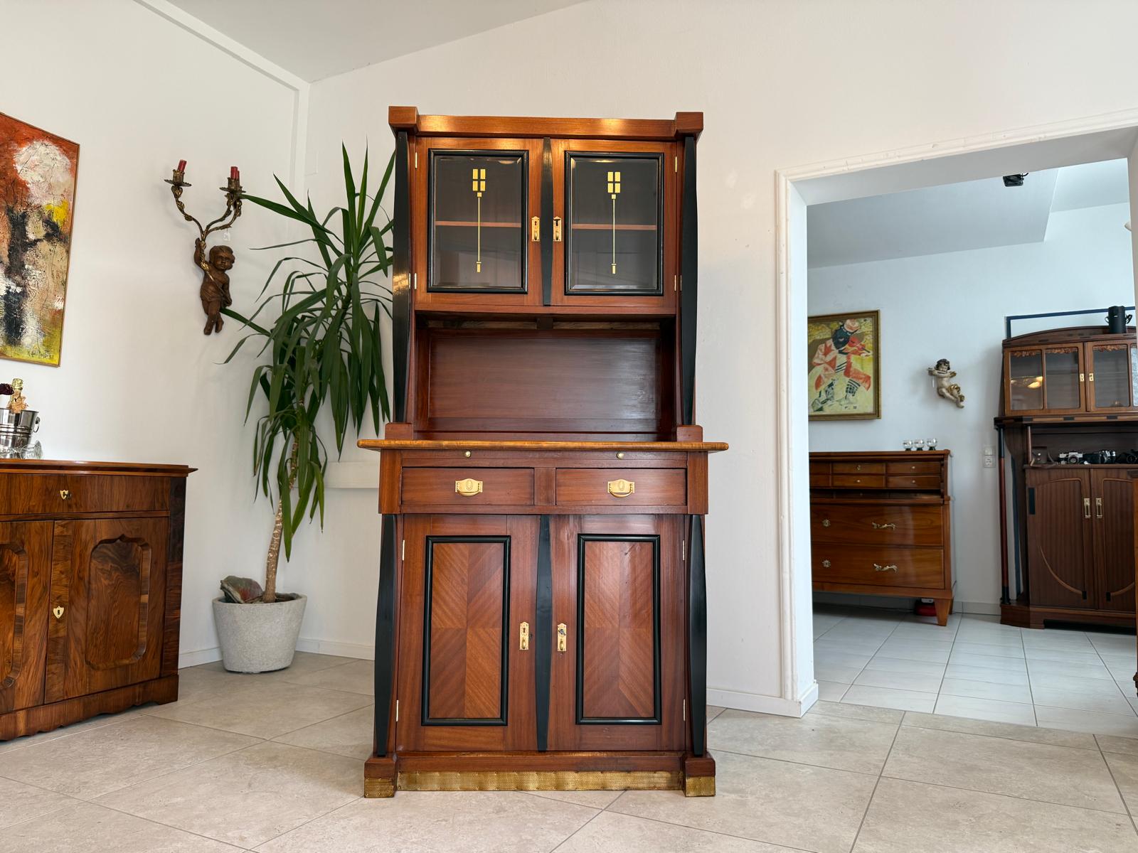 Restauriert Jugendstil Kredenz Bücherschrank Antiquität G1859