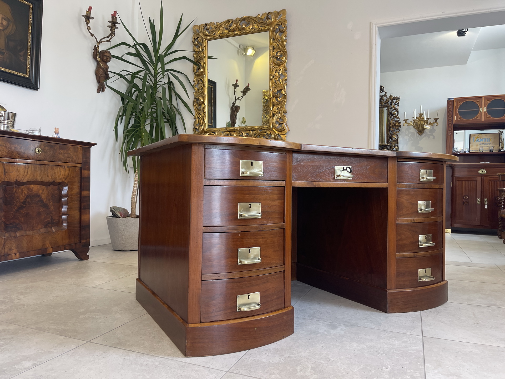 biedermeier_168_1 Jugendstil Schreibtisch Sekretär Freisteher Originalstück A4290