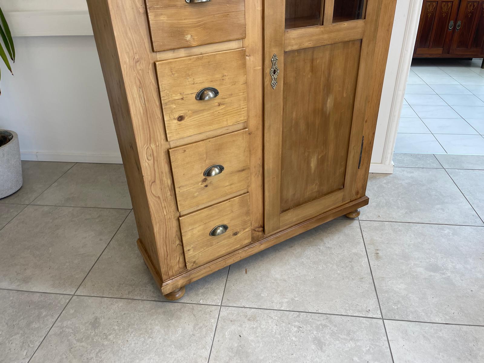 Antiker Biedermeier Brotschrank Almerschrank Vorratskasten Vitrine Bauernvitrine G1652