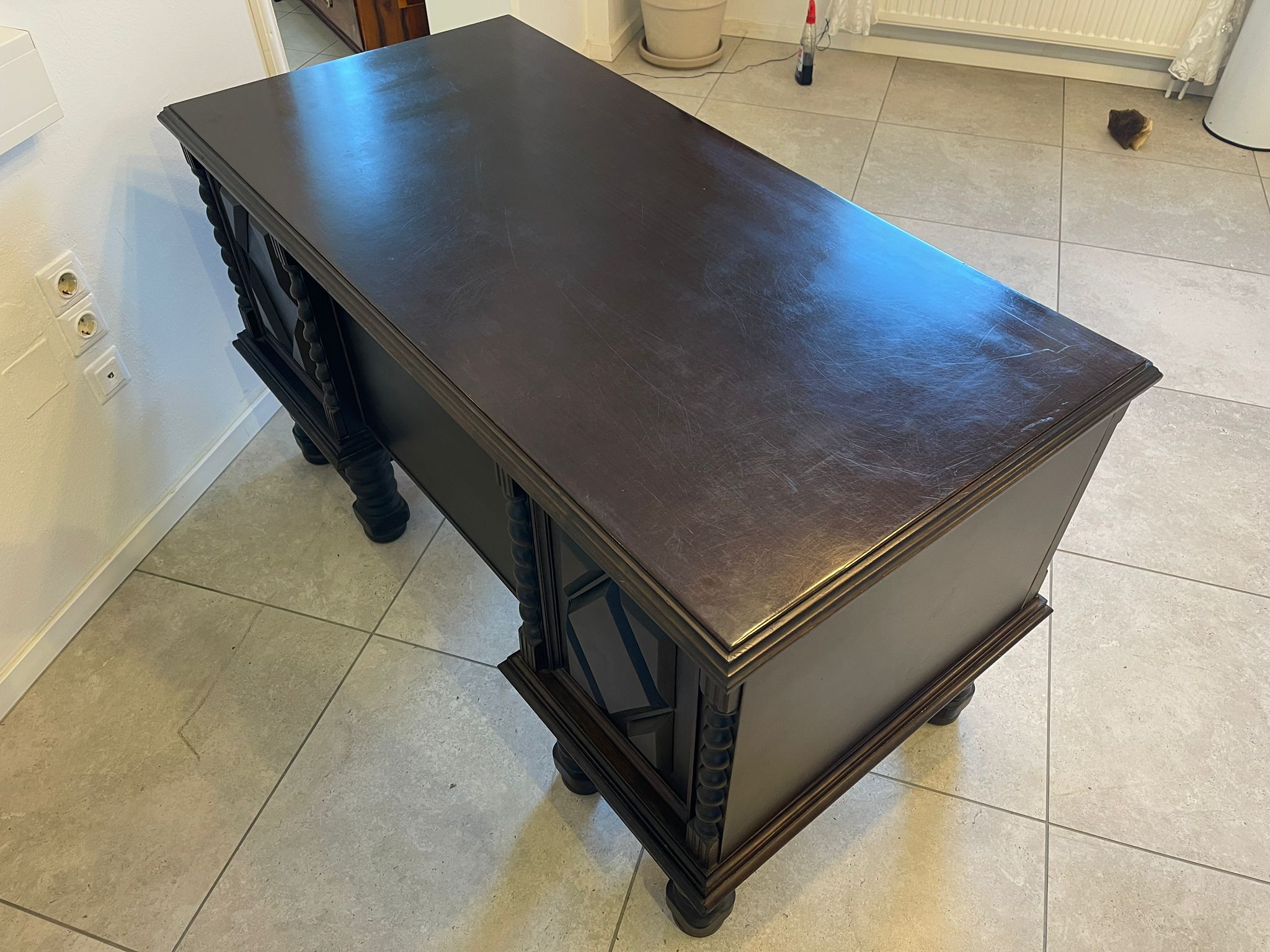 Jugendstil Schreibtisch Sekretär Freisteher Schwarz A5489
