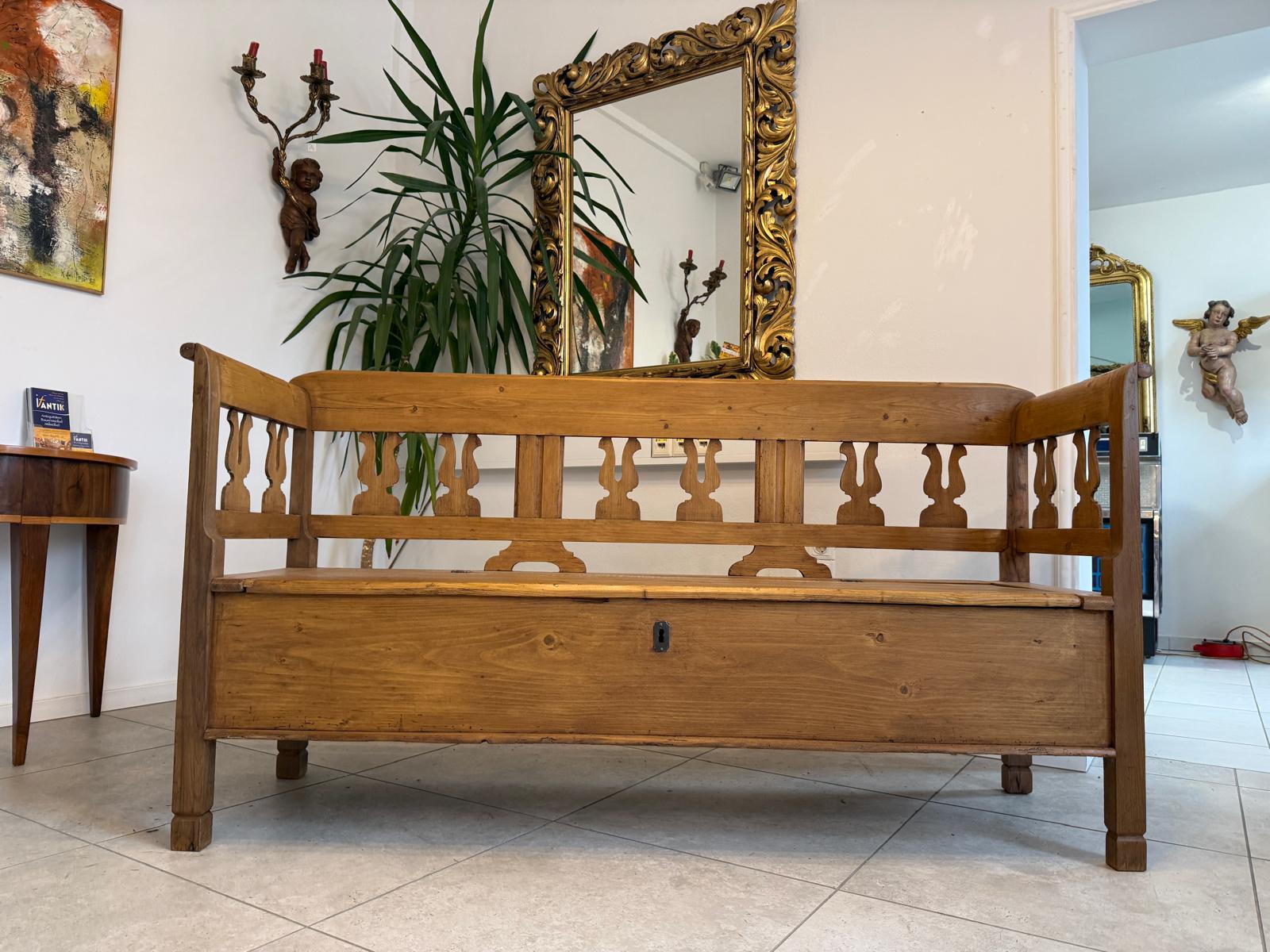 Sale Provinzielle Biedermeier Truhenbank Landhausbank Antik D1086