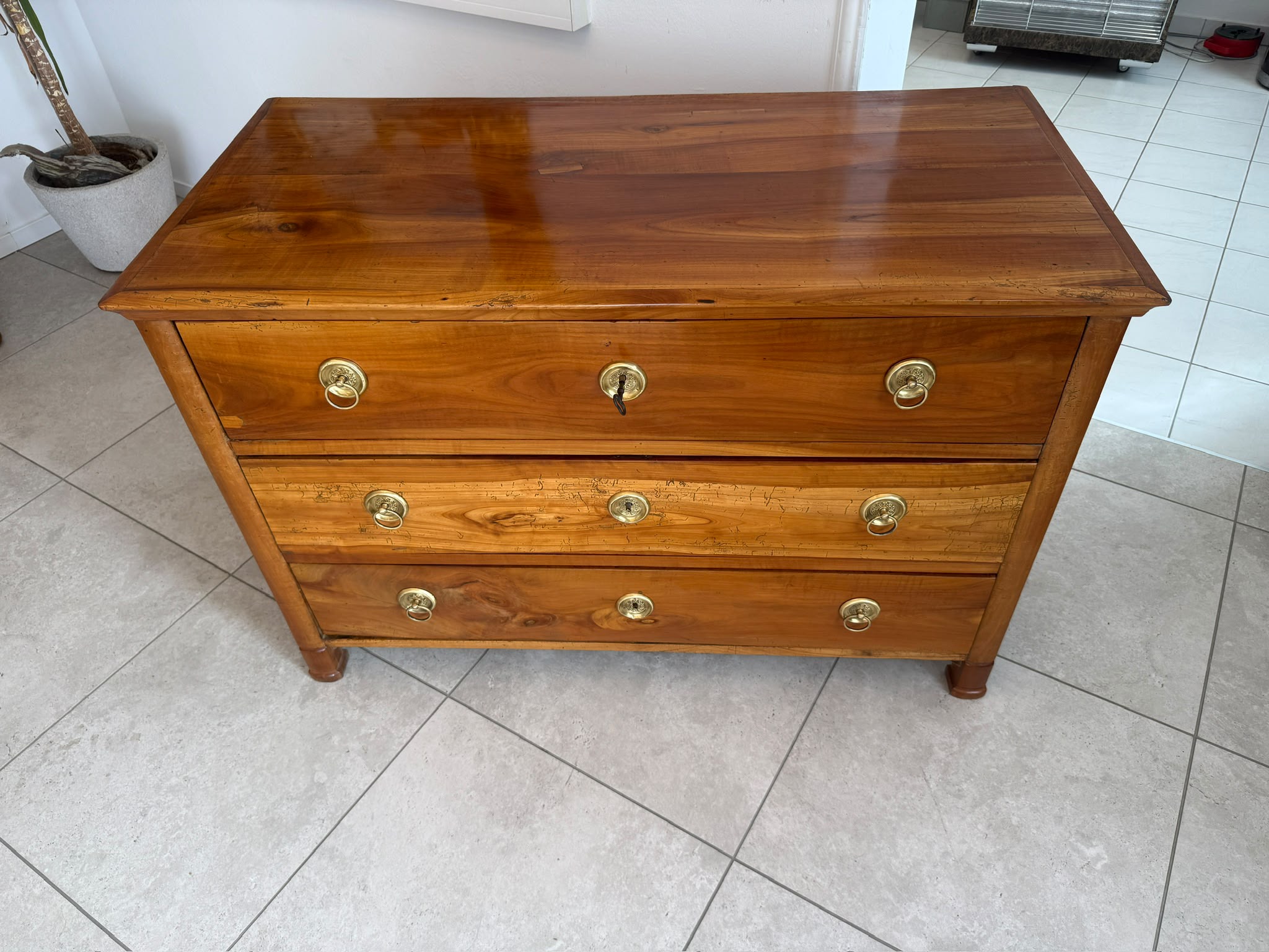 Alt Restaurierte Biedermeier Kommode Kirschholz Antiquität D2787
