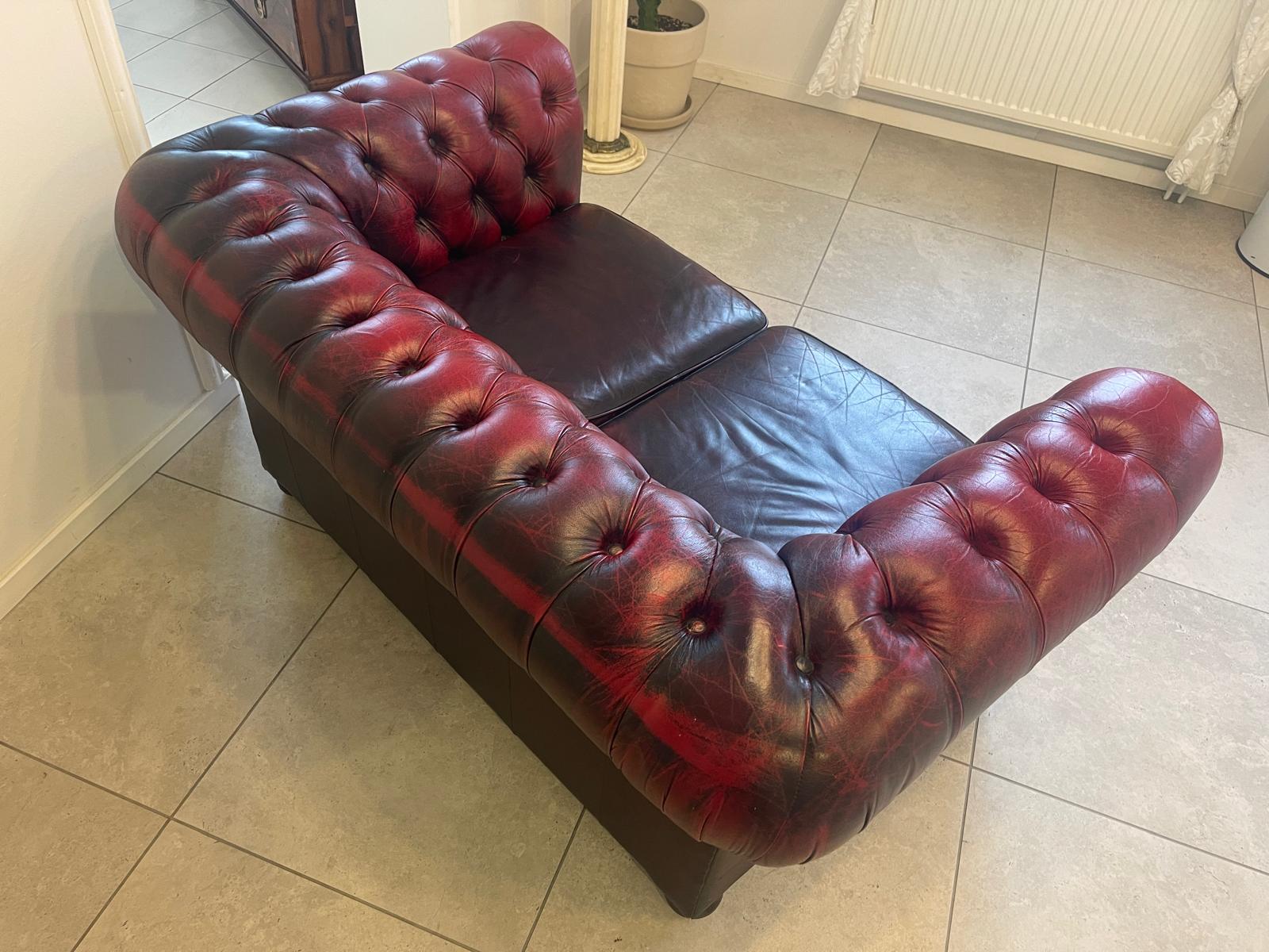 Chesterfield 2er Clubsofa Diwan Couch Oxblood G1053