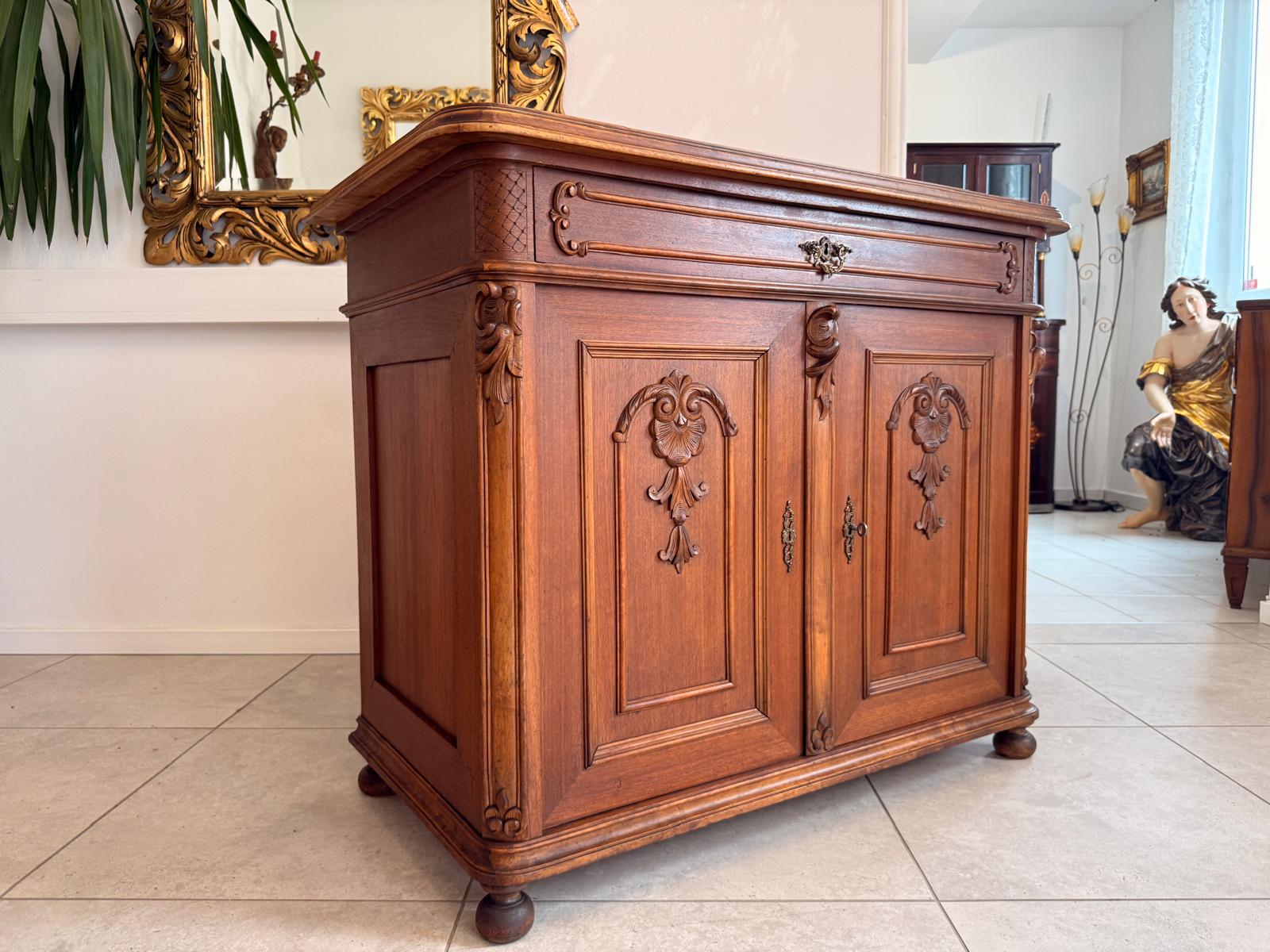 Pfeiferlbarock Anrichte Sideboard Eichenholz Granitplatte D2662