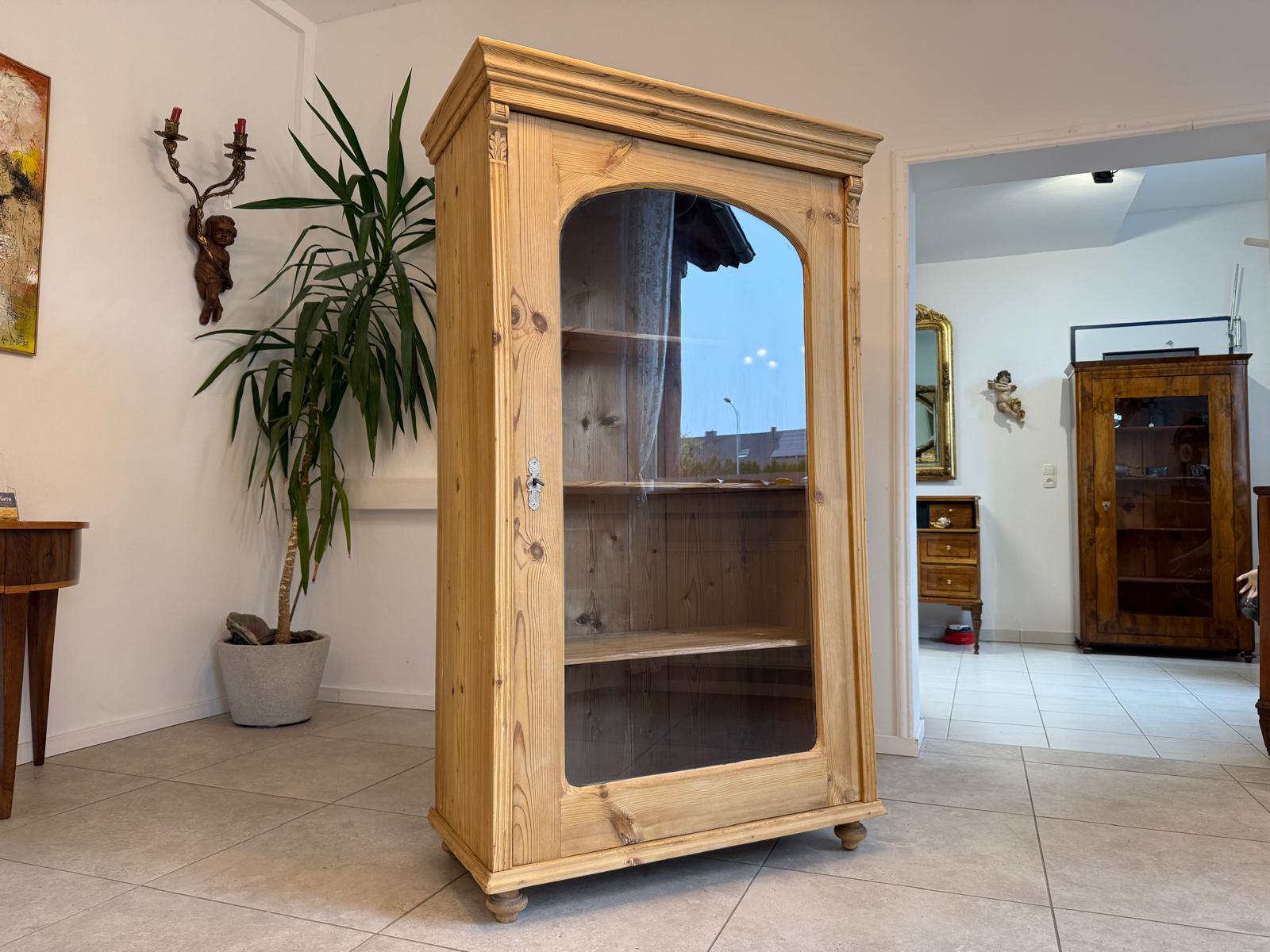 Bäuerliche Gründerzeit Vitrine Bauernvitrine Bauernschrank Naturholz G2216