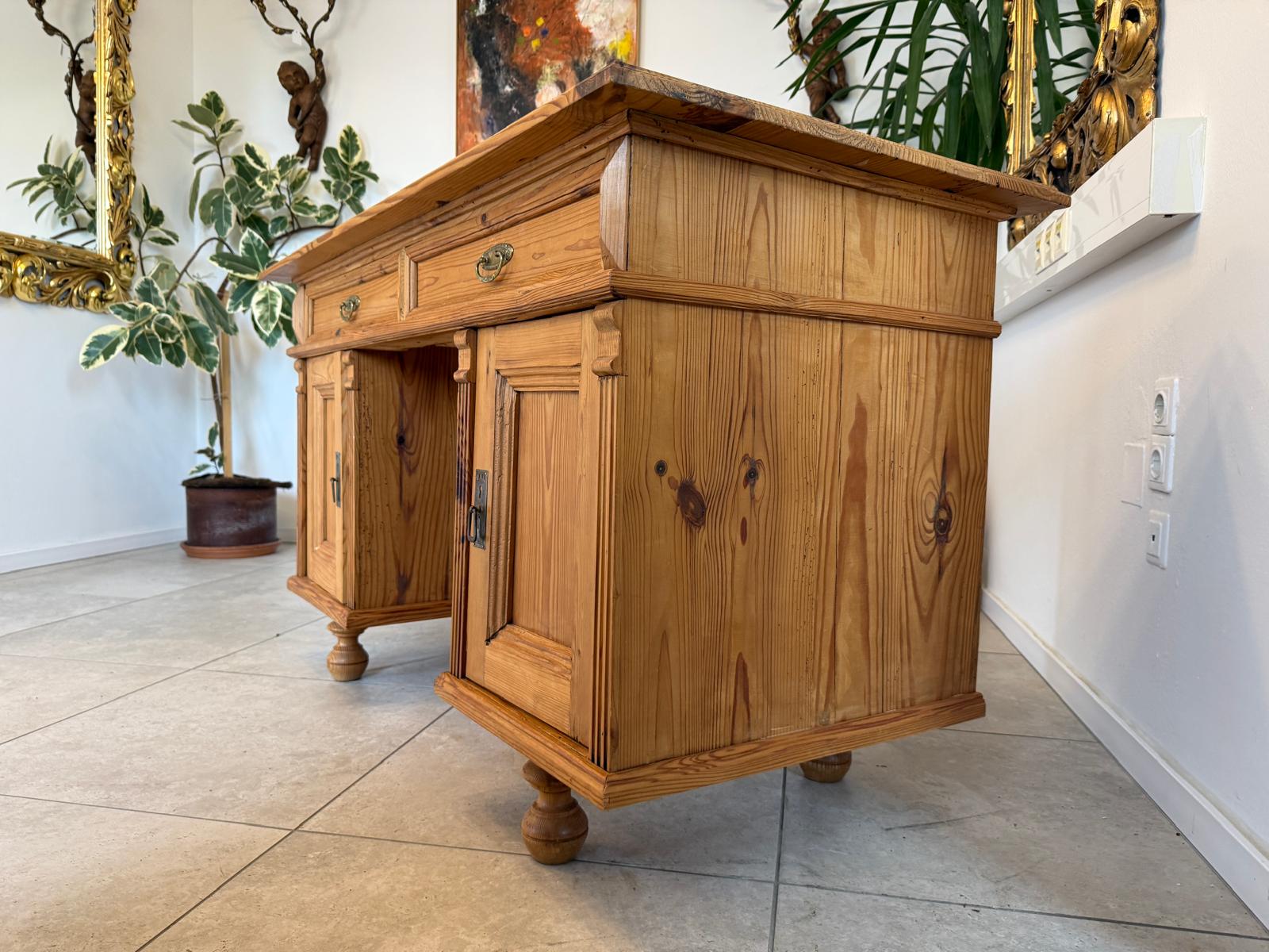 Bäuerlicher Gründerzeit Schreibtisch Sekretär Weichholz G2378