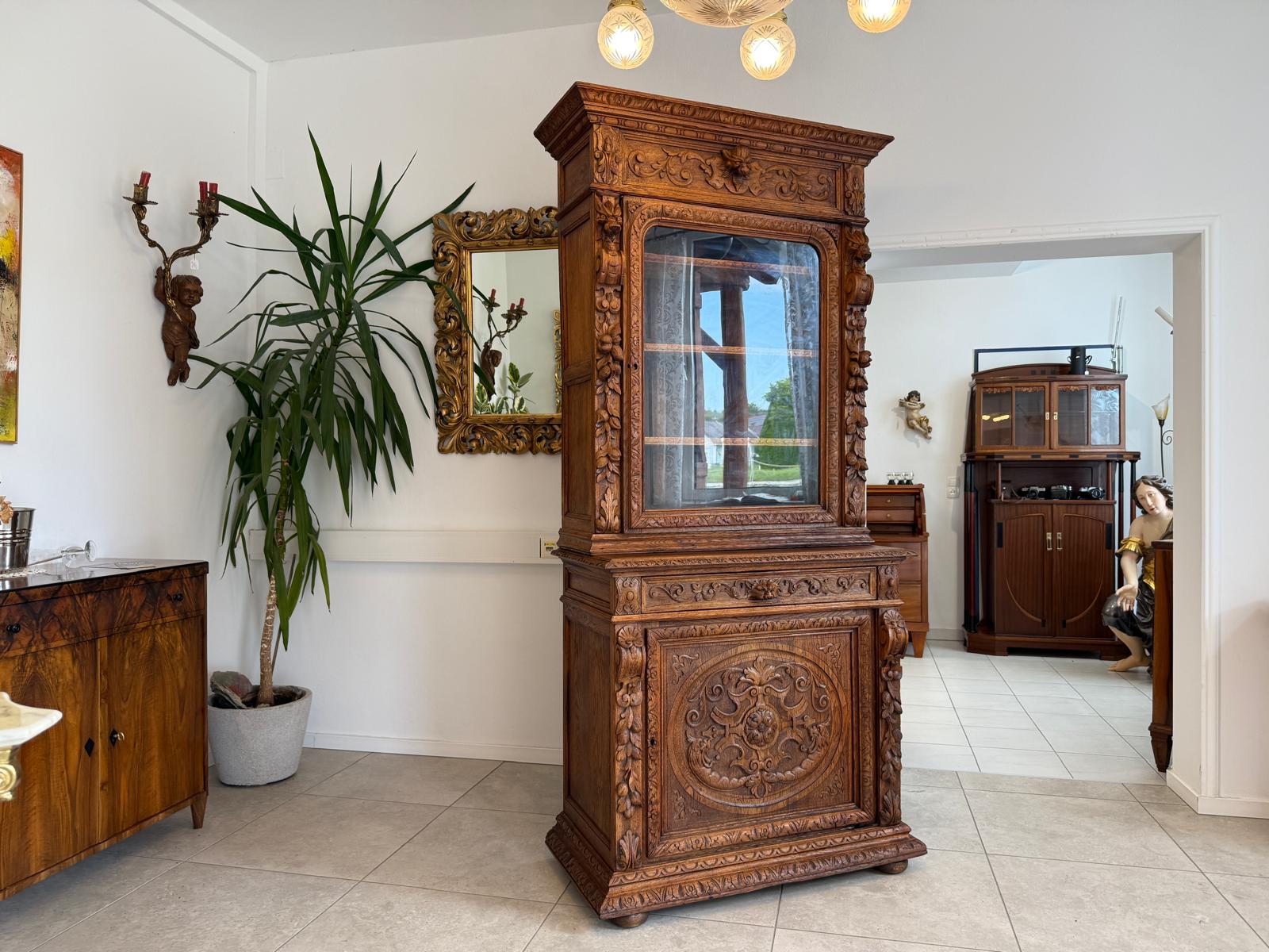 Gründerzeit Aufsatzbuffet Schnitzkunst Antiquität G1908