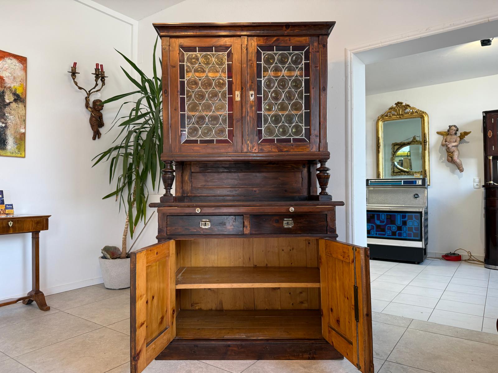 Originale Bäuerlicher Zirbenholz Küchenschrank Küchenkredenz D1257