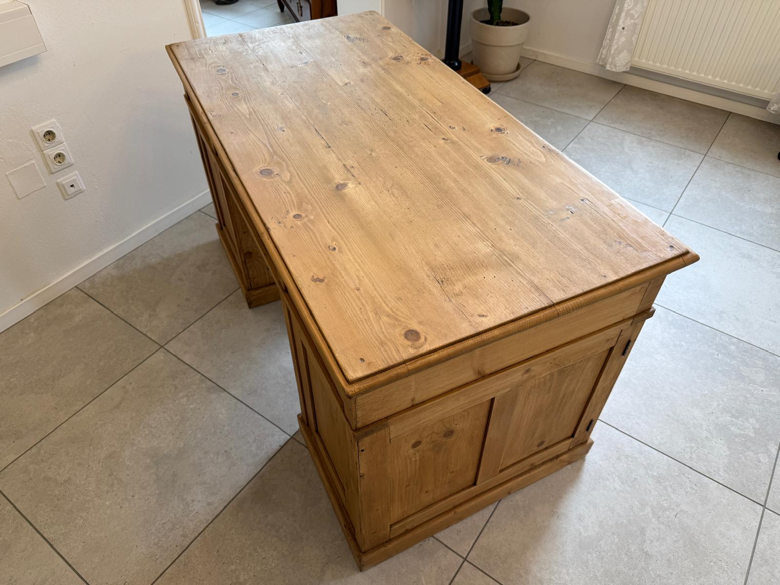 Bäuerlicher Naturholz Jugendstil Schreibtisch - Massivholz Bauernmöbel G2136