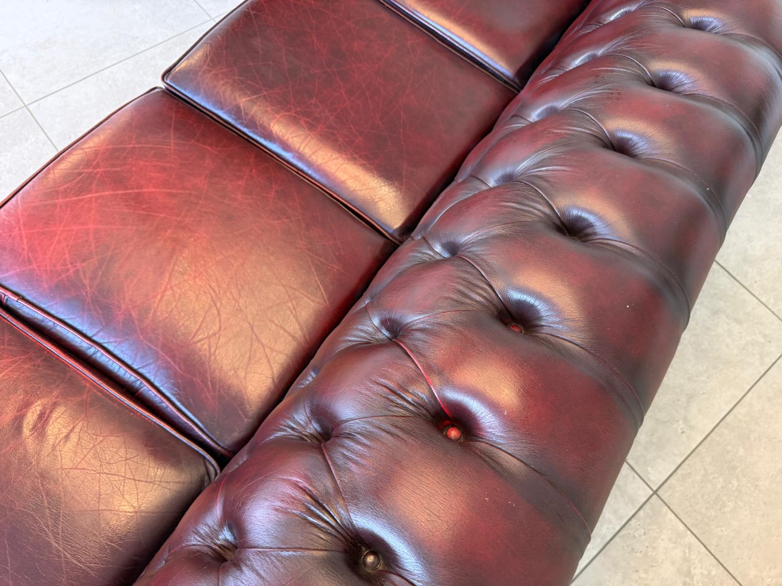 Chesterfield 4er Clubsofa Diwan Echtledersofa Oxblood D2923