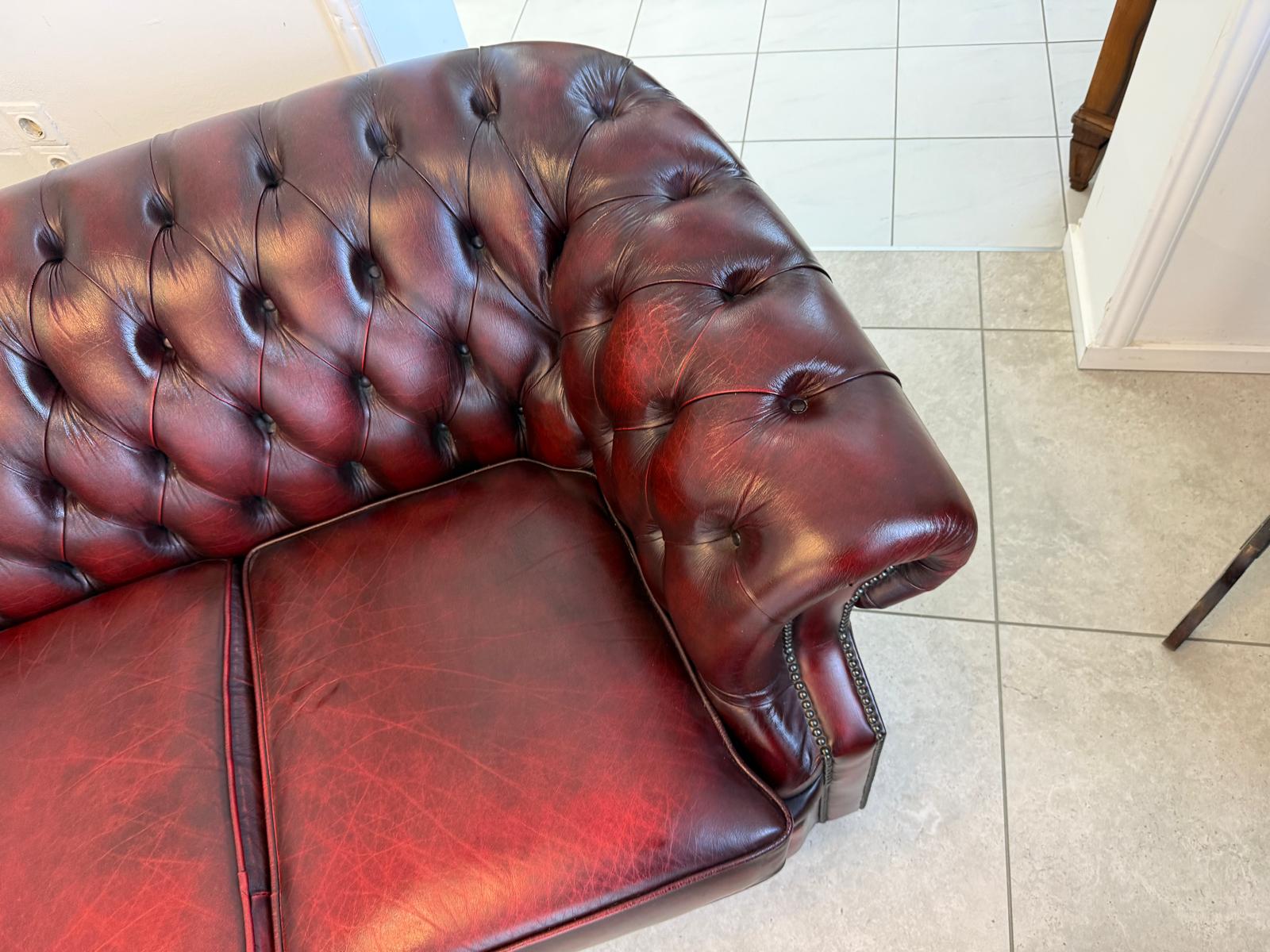 Chesterfield 4er Clubsofa Diwan Echtledersofa Oxblood D2923
