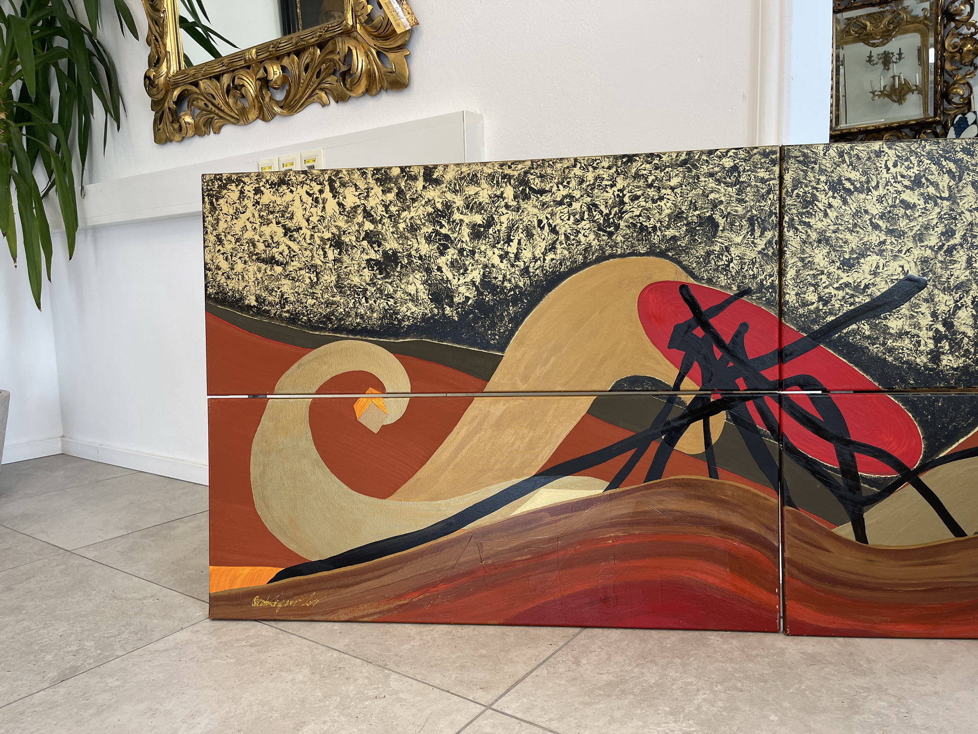 Bauernkasten-Bauernstube_121 Modernes 4 teiliges Ölbild Burgenland B1881