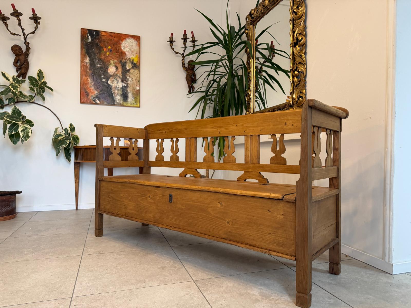 Sale Provinzielle Biedermeier Truhenbank Landhausbank Antik D1086