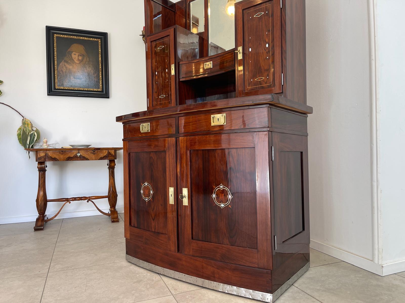 Sale Restauriertes Jugendstil Designerbuffet Aufsatzbuffet Schellack Antiquität G1377-1