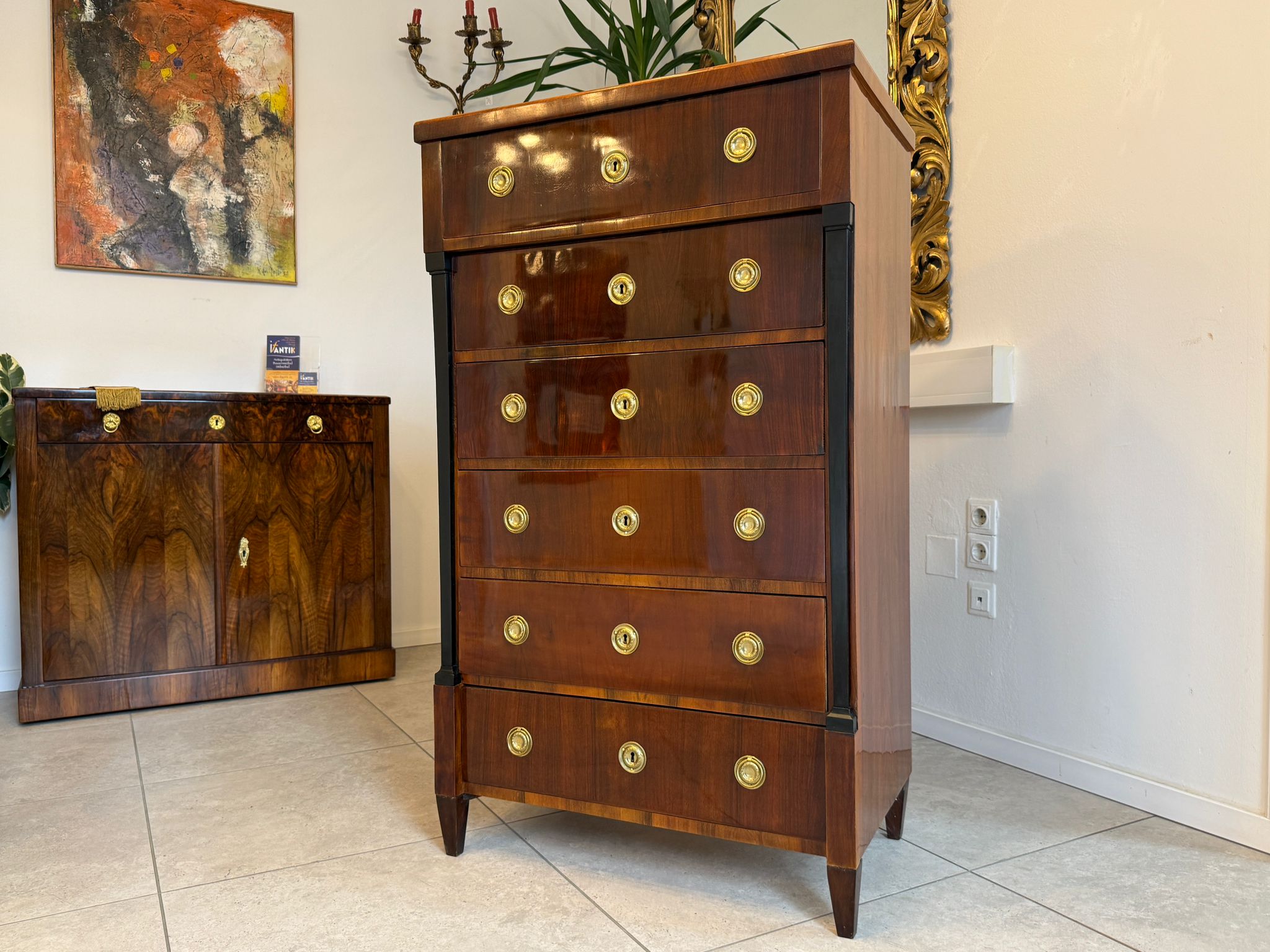 Sale Restaurierte Biedermeier Wochenkommode Nussholz Antiquität D1108