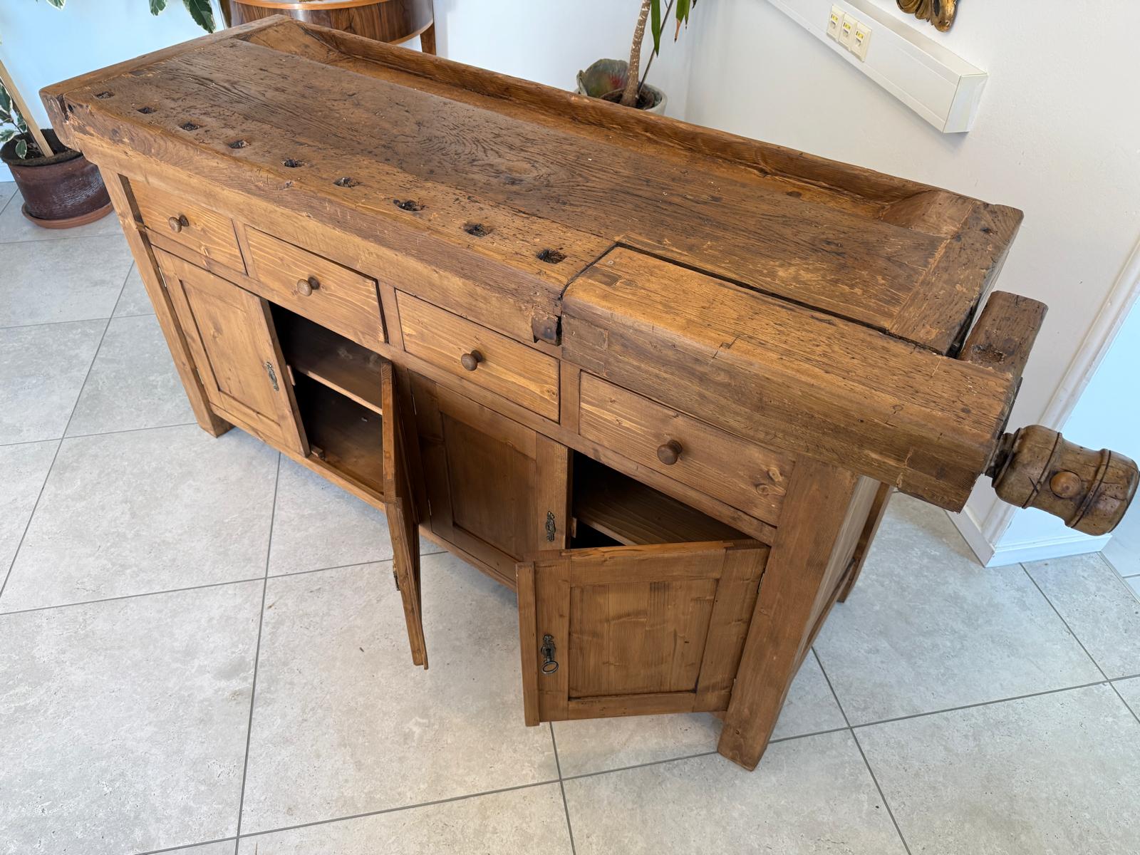Urige Hobelbank Werkbank Pult Tresen Ladenschrank G2190