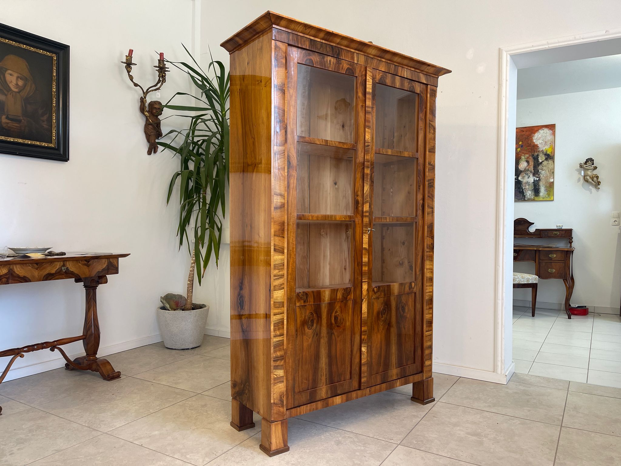 SALE Restaurierte Biedermeier Vitrine Bücherschrank Bibliotheksschrank ANTIQUITÄT G1374