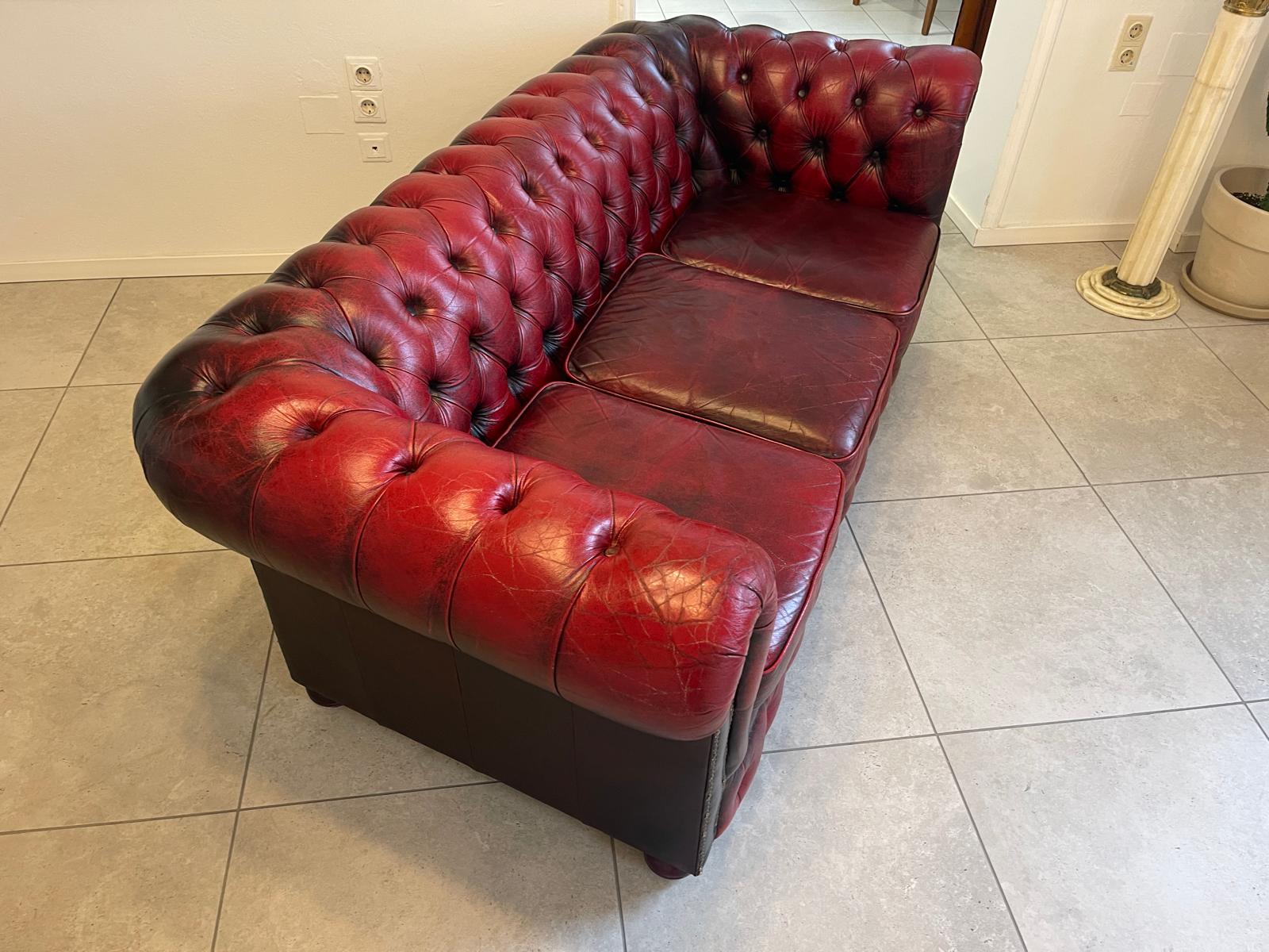 Chesterfield 3er Clubsofa Diwan Couch Oxblood G1052