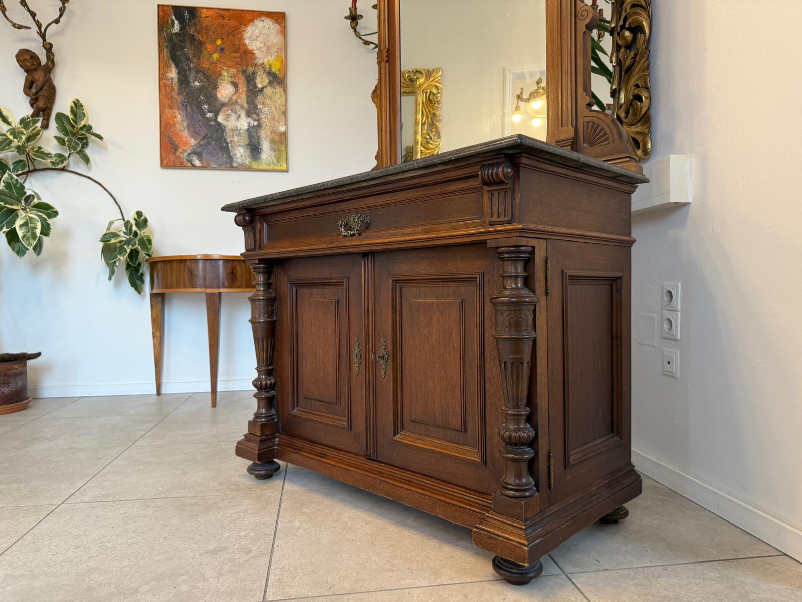 Originale Gründerzeit Anrichte mit Spiegel Waschtisch Historismus G2238