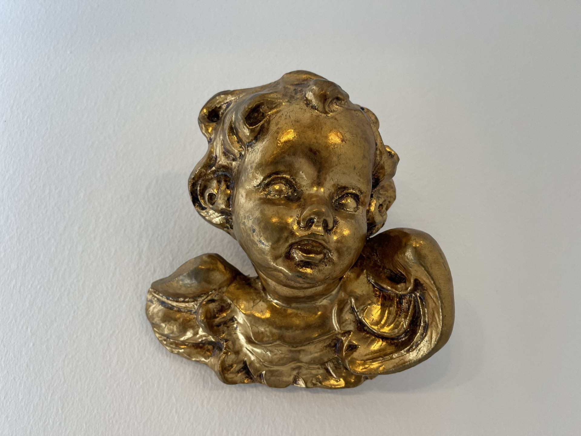 Engelskopf Holzengel golden  Holzgeschnitzt B1067