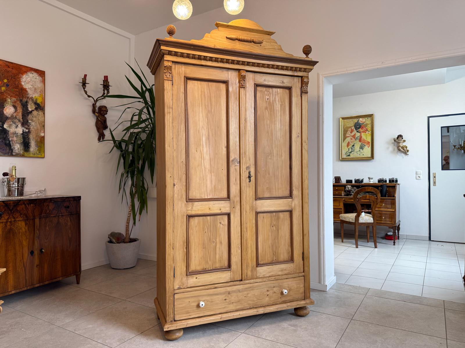 Originaler Gründerzeit Bauernschrank Naturholzschrank Antik G2068