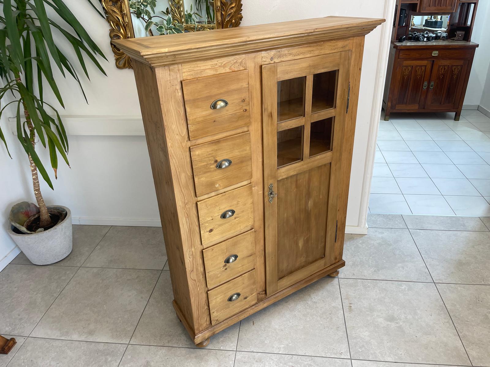 Antiker Biedermeier Brotschrank Almerschrank Vorratskasten Vitrine Bauernvitrine G1652