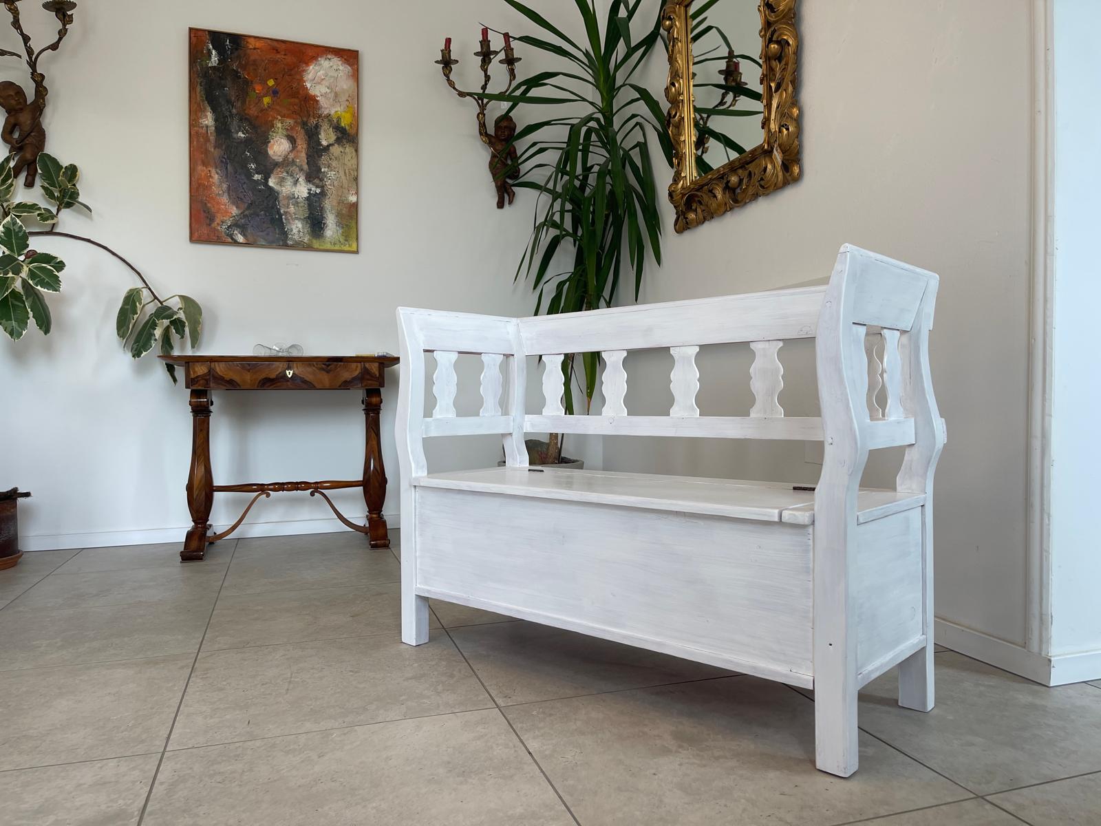 Provinzielle Truhenbank Küchenbank Naturholzbank Shabby Chic G1693
